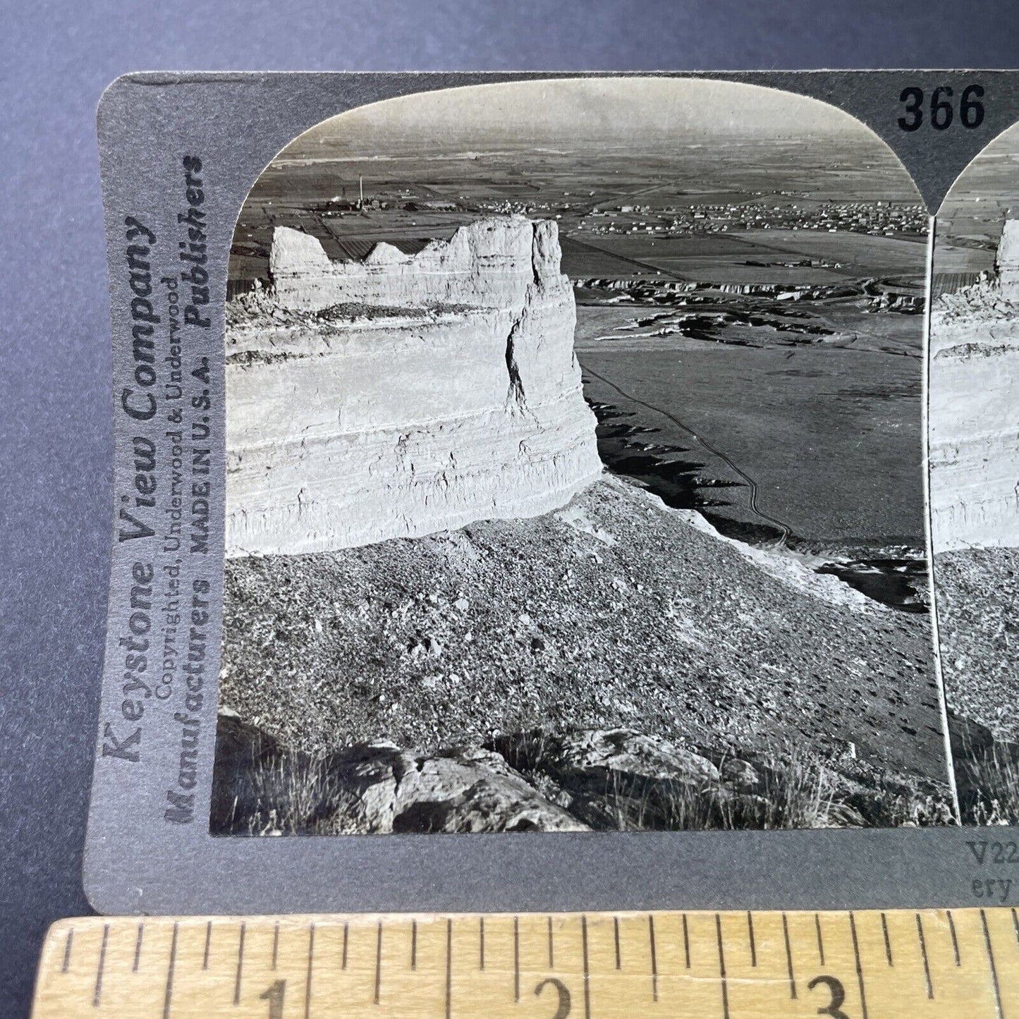 Antique 1910s Scotts Bluff National Monument Nebraska Stereoview Photo Card 3215