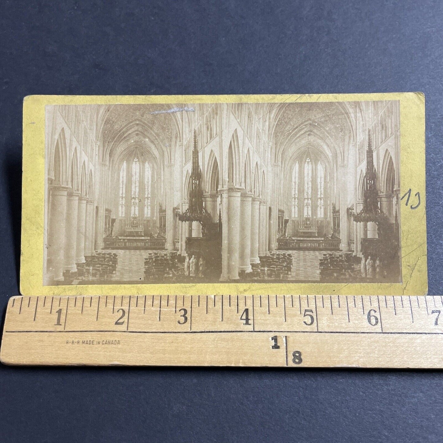 Antique 1870s Inside St. Paul's Church Liege Belgium Stereoview Photo Card P5186