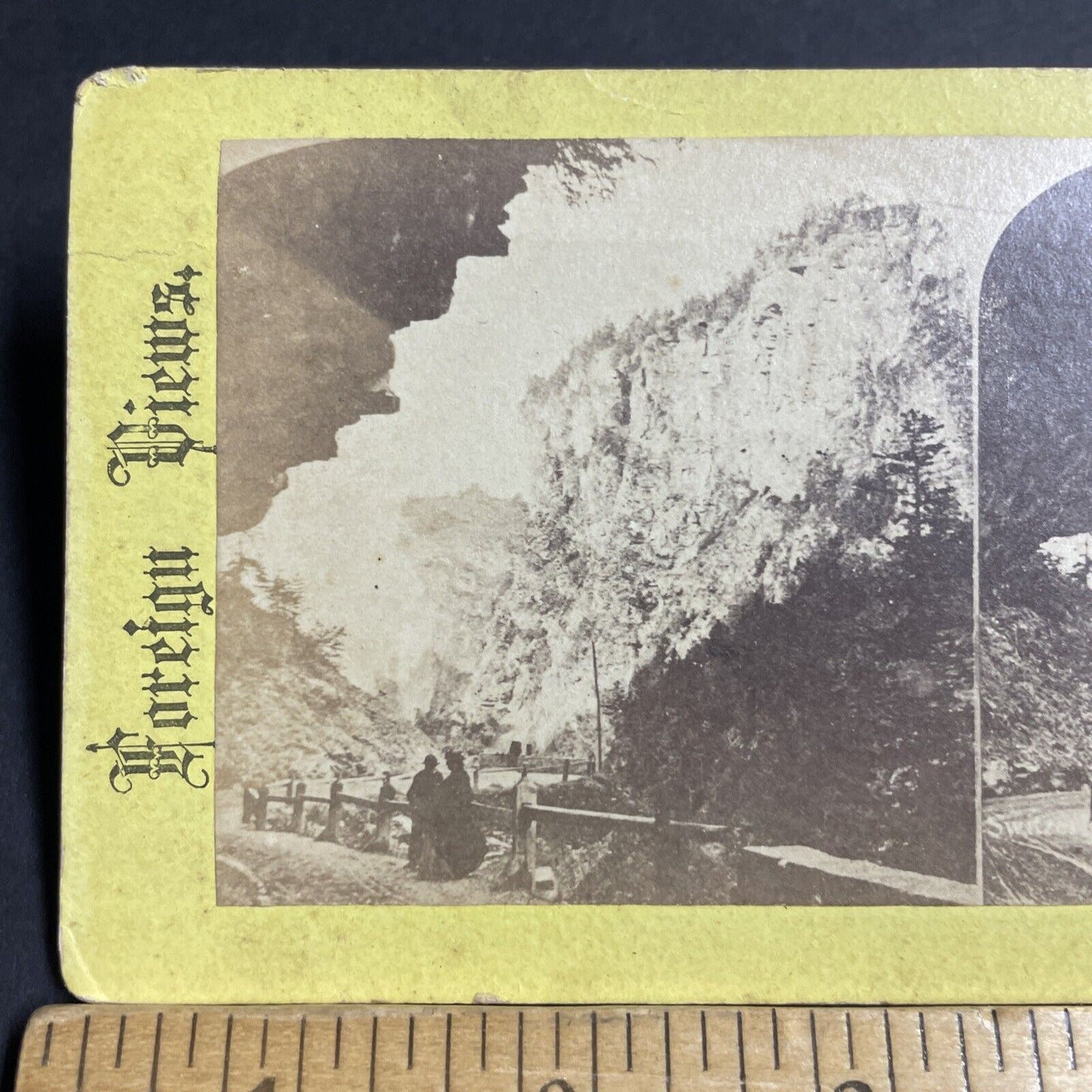 Antique 1870s Mountain Road Way Lucerne Switzerland Stereoview Photo Card P4890