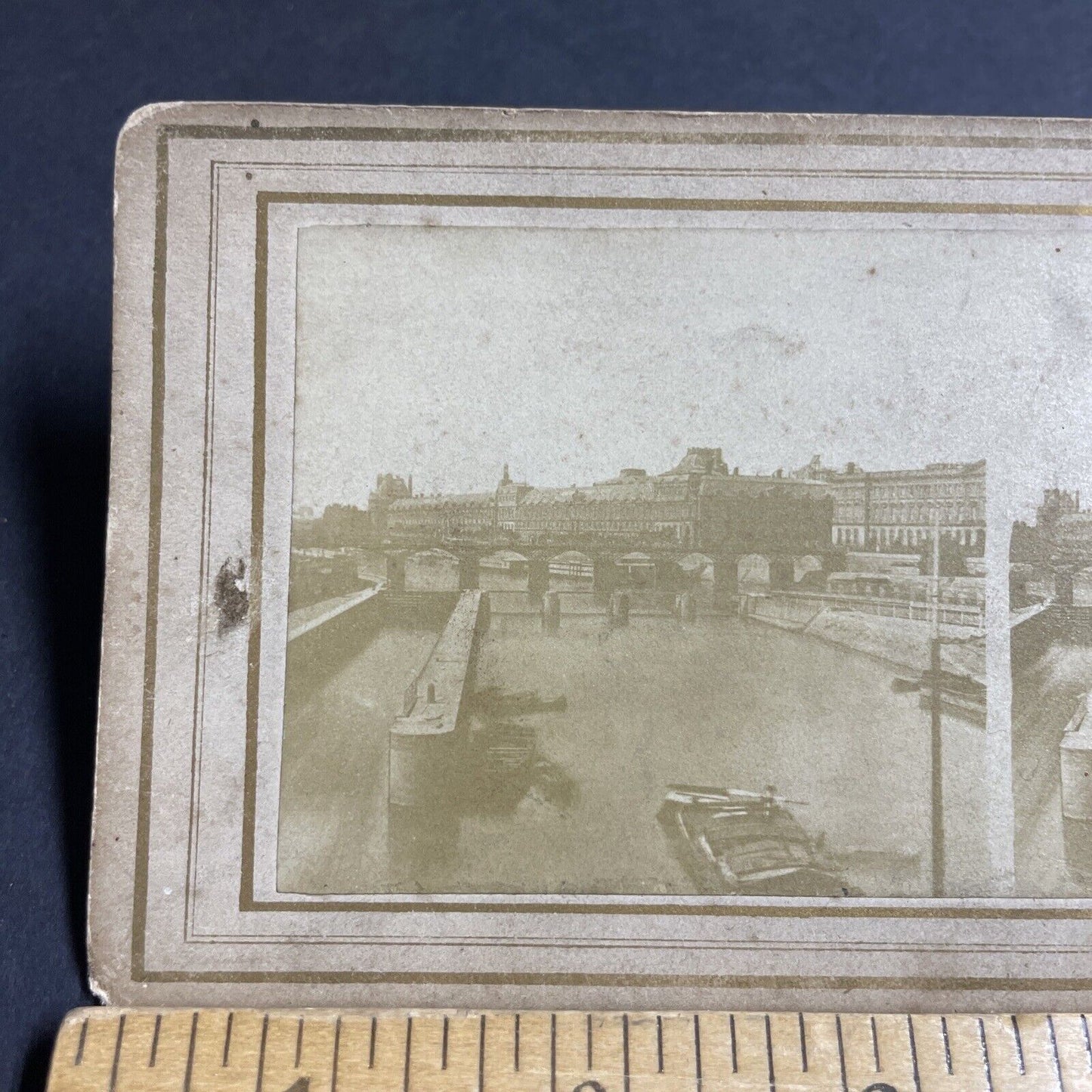 Antique 1850s Pont Neuf Bridge Paris France Stereoview Photo Card P4161