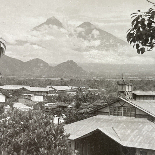 Antique 1910s Fuego Active Volcano Guatemala Stereoview Photo Card P3690