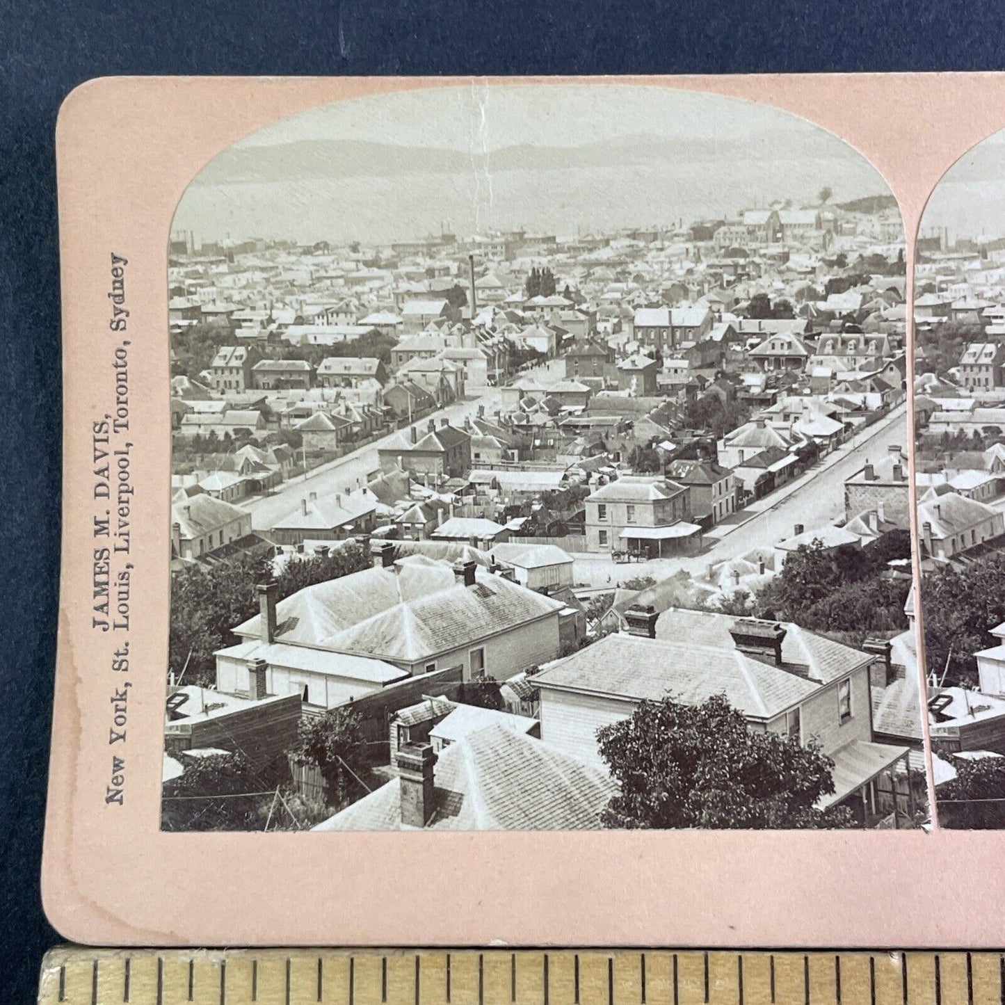 Hobart Tasmania Australia City View Stereoview BW Kilburn Antique c1903 X3509