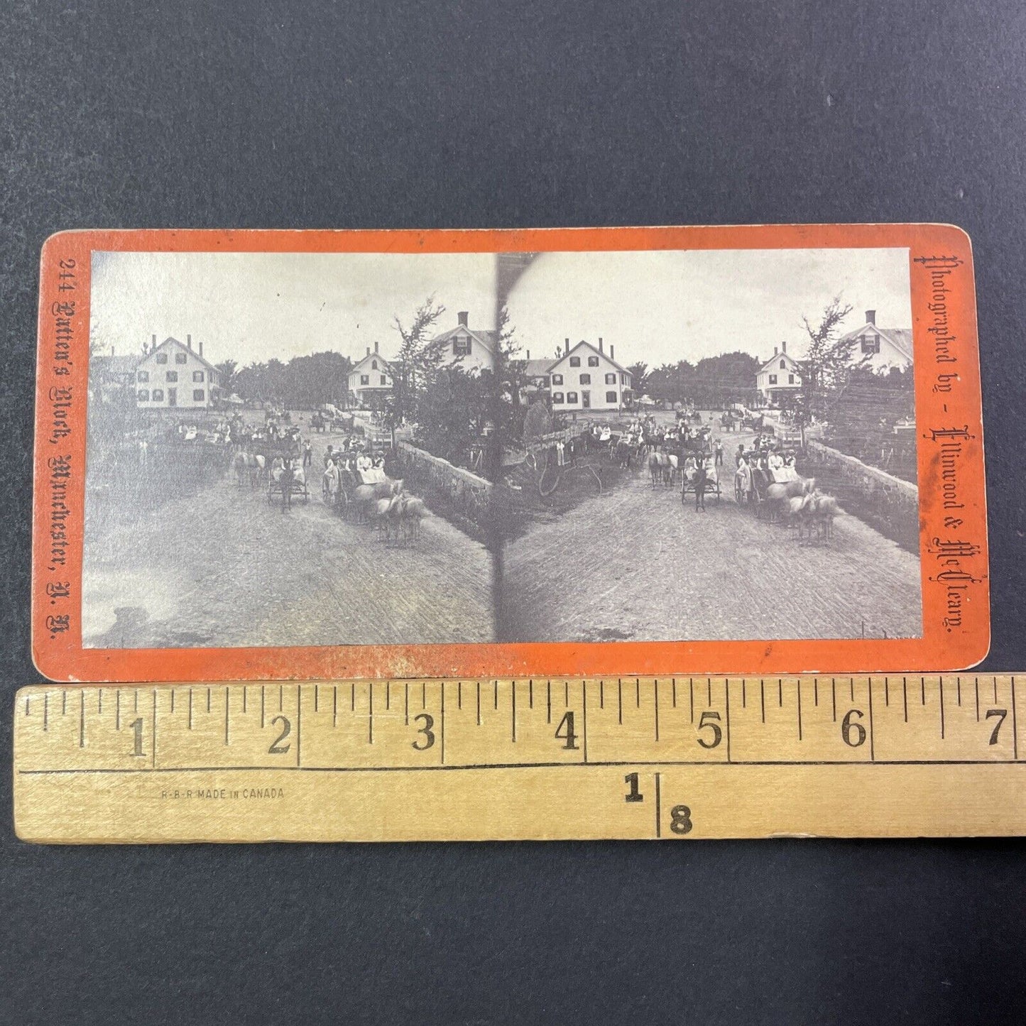 Towns People Manchester NH 2-Sided Stereoview Photo Card Antique c1869 X896