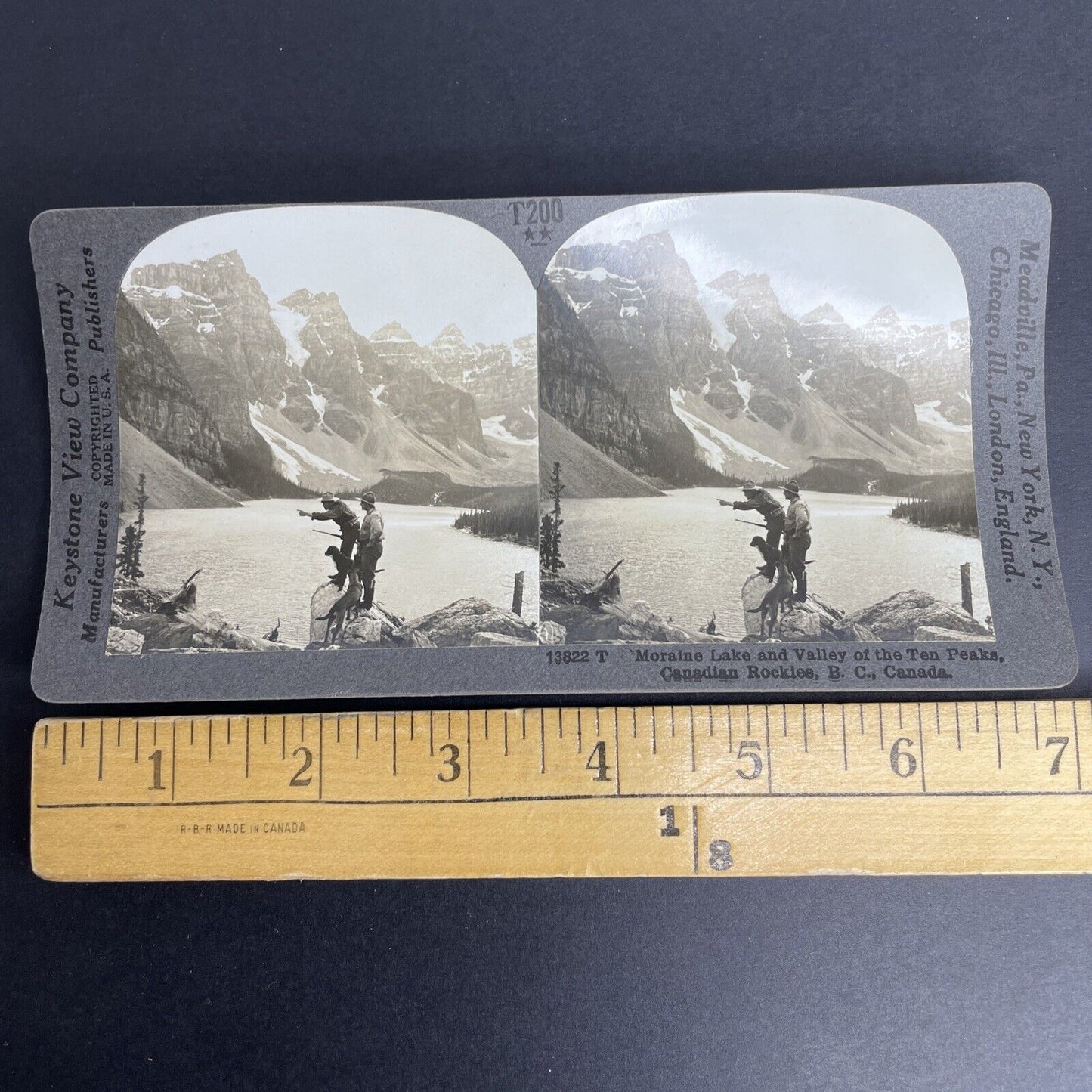 Antique 1903 Big Game Hunting In Lake Louise Alberta Stereoview Photo Card PC861