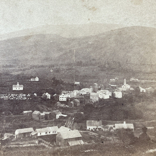 Antique 1870s Downtown Warren New Hampshire Stereoview Photo Card V1927