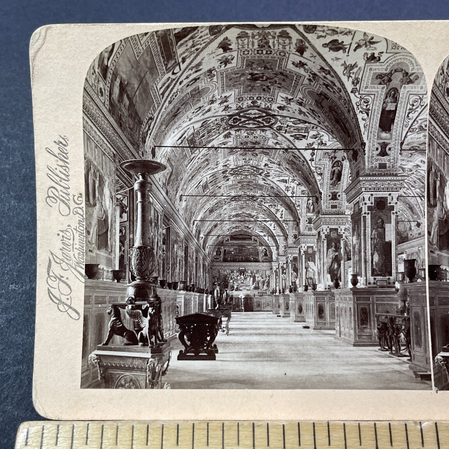 Antique 1897 Secret Library Of The Vatican Rome Italy Stereoview Photo Card 3301