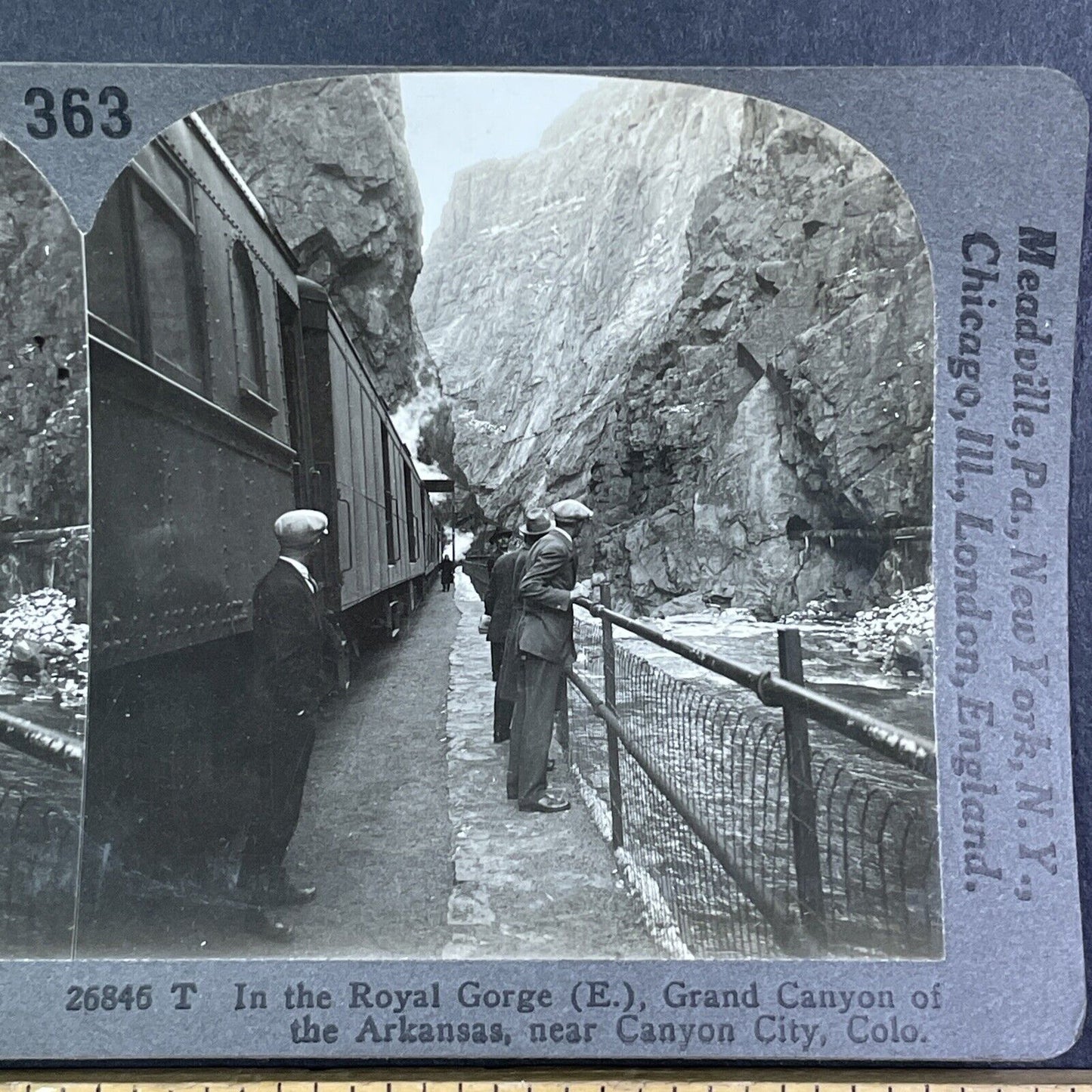 Royal Gorge Railroad Workers Canon City Colorado Stereoview c1920 Y1134