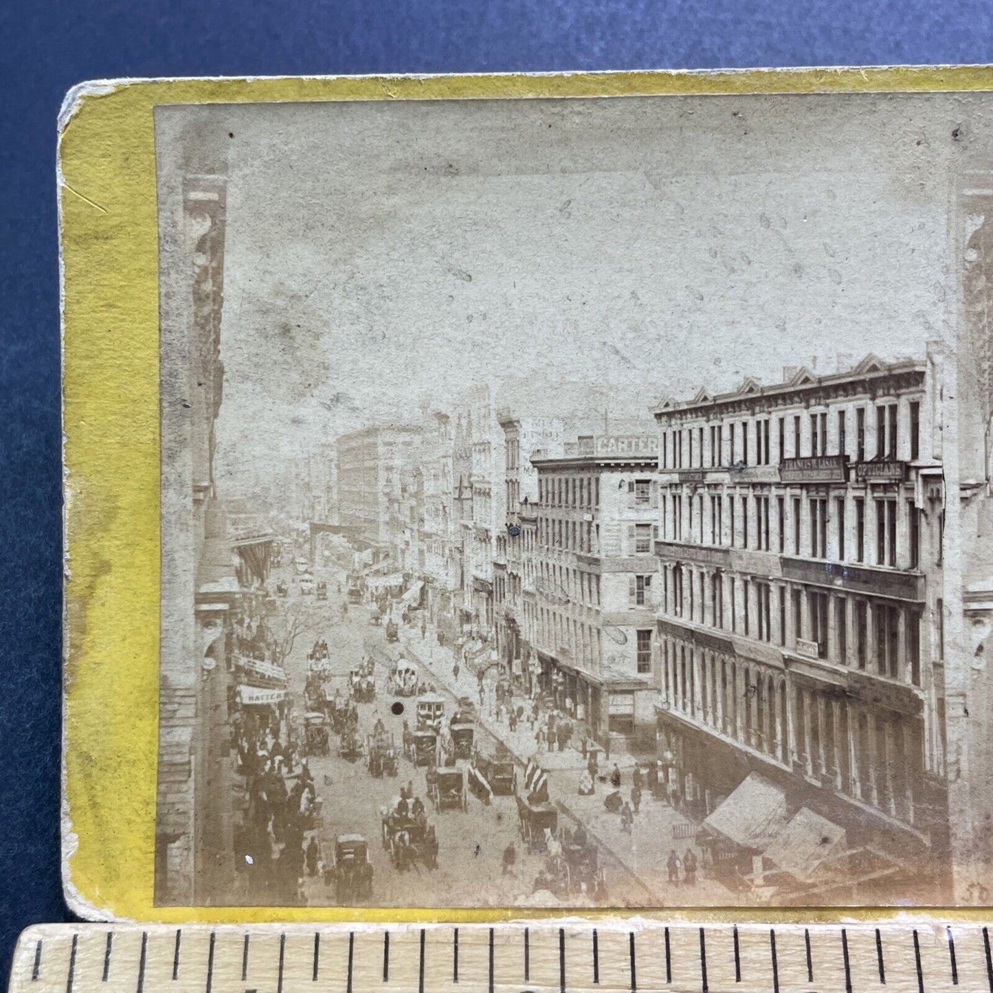 Antique 1860 Broadway Street Manhattan New York City Stereoview Photo Card V3426