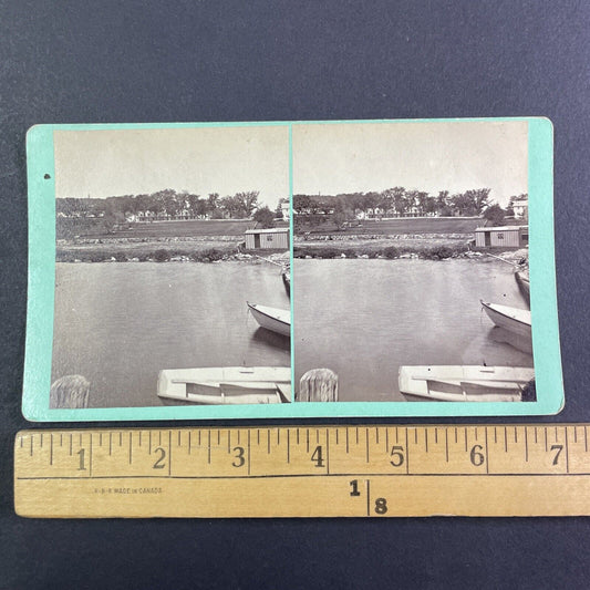 Center Harbor New Hampshire Stereoview Boat Launch Antique c1870s Y2270