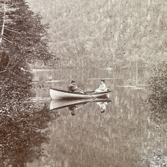 Antique 1870s Profile Lake New Hampshire Stereoview Photo Card V1749