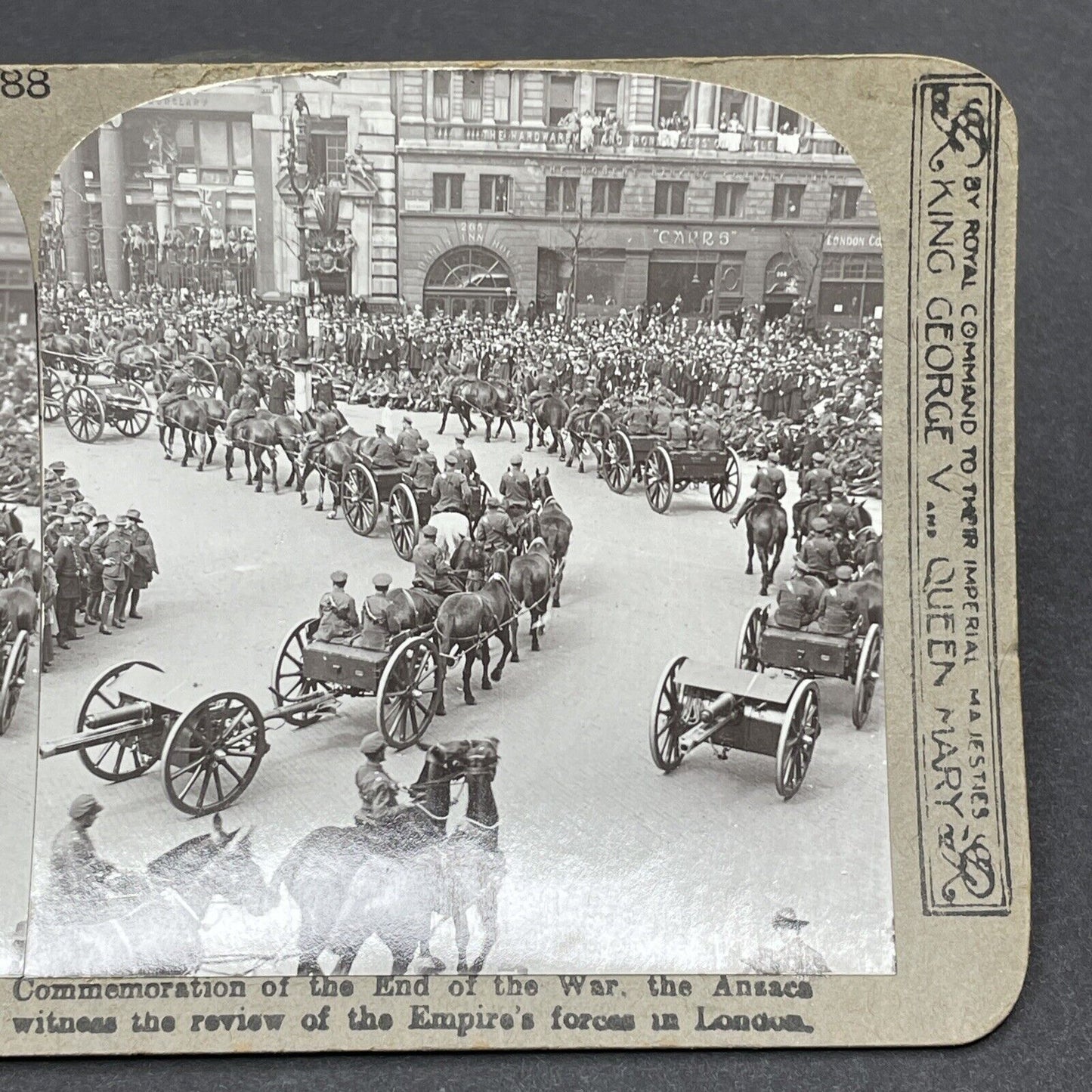 Antique 1918 Military Victory Parade London England Stereoview Photo Card P1811