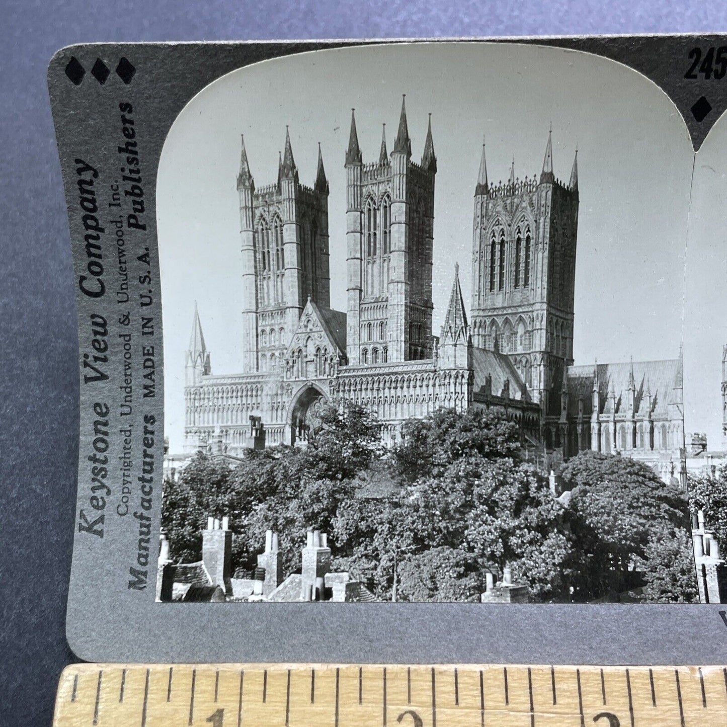 Antique 1922 Lincoln Cathedral Church England UK Stereoview Photo Card V2966