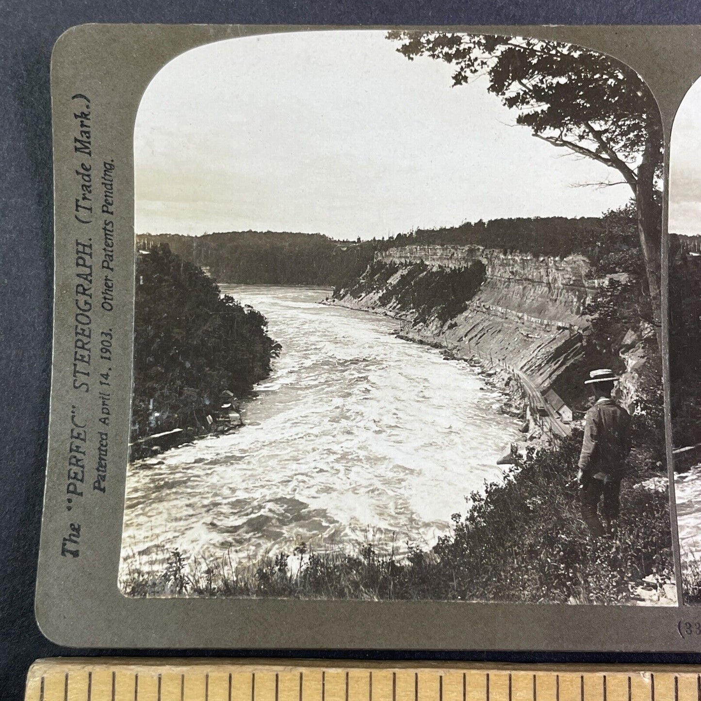 Lower Niagara River Gorge Stereoview H.C. White Antique c1903 Y2575