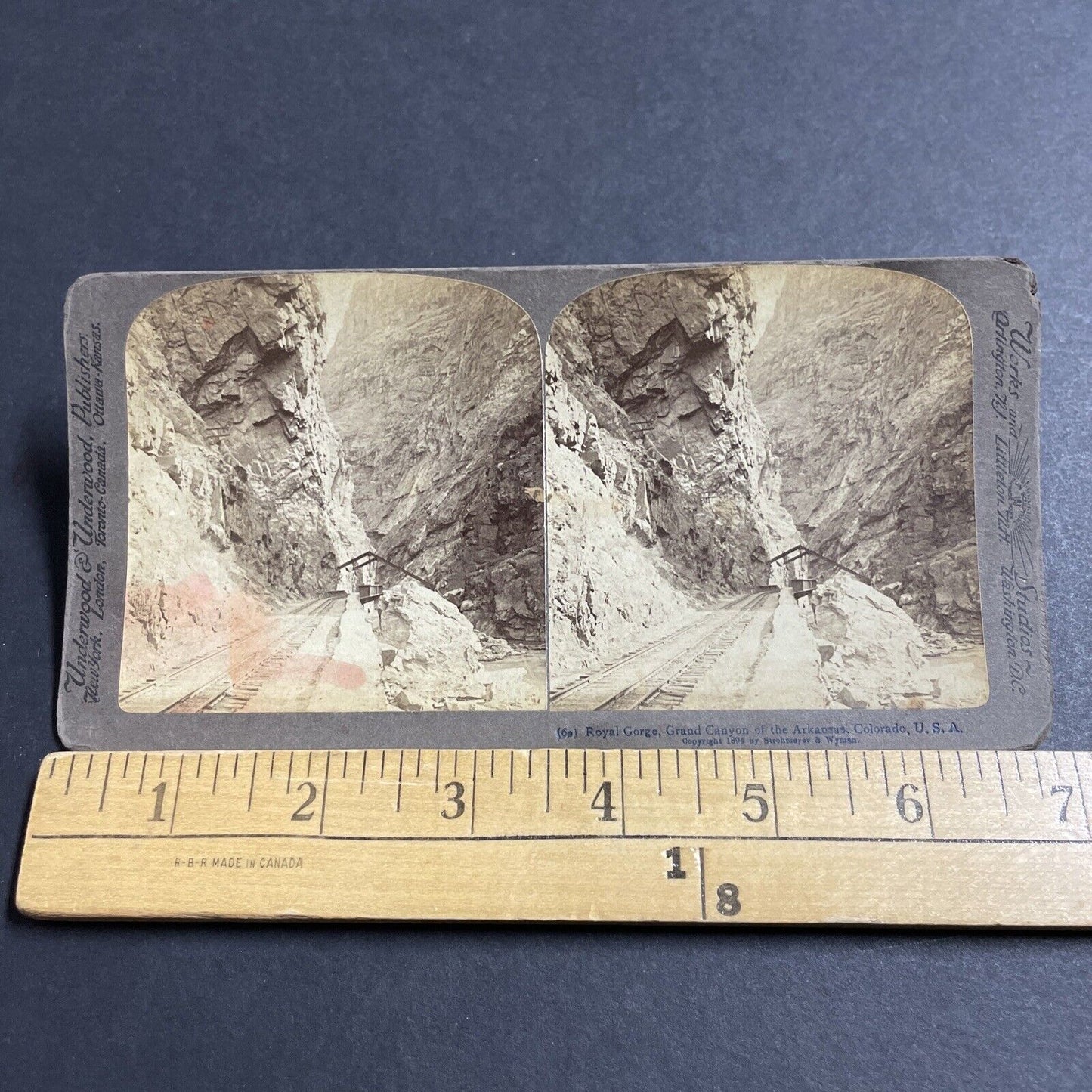 Antique 1894 Royal Gorge Railroad Colorado Stereoview Photo Card P5216