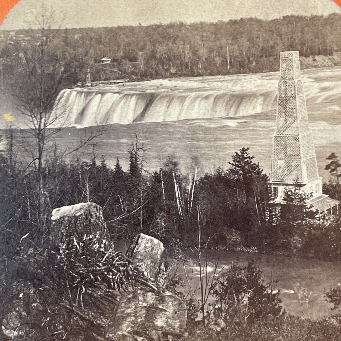 Samuel Street's Pagoda Tower Niagara Stereoview Charles Bierstadt c1870s Y1465