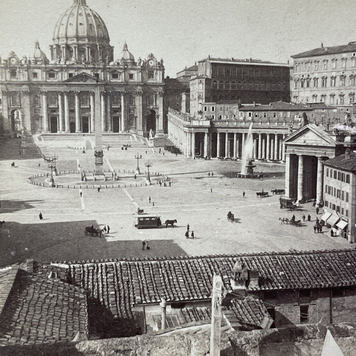 Antique 1897 St. Peter's Church Cathedral Rome Italy Stereoview Photo Card V3303