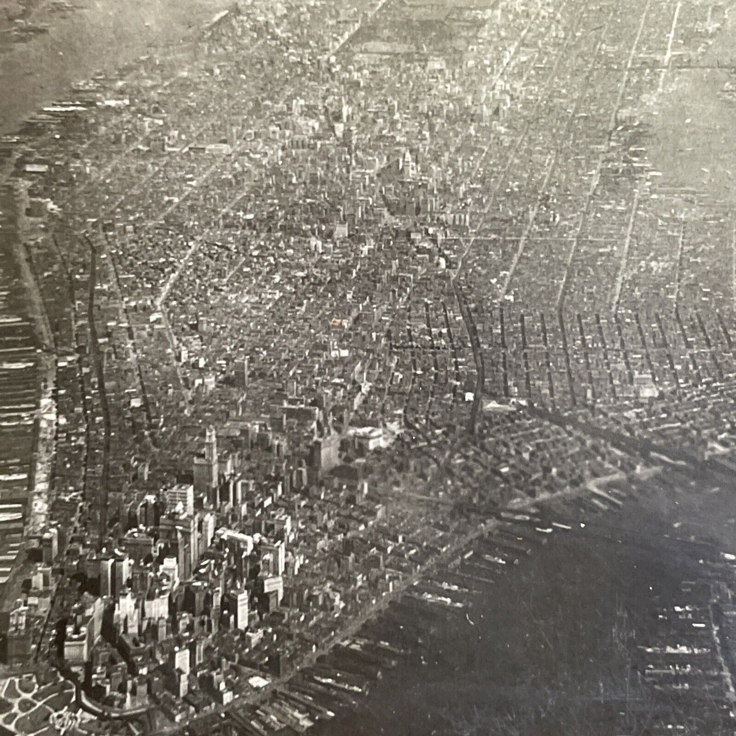 Antique 1918 Birdseye View Of Manhattan New York Stereoview Photo Card P1344