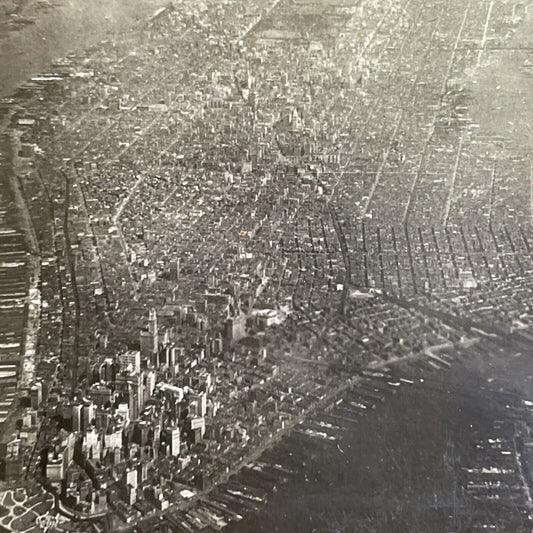 Antique 1918 Birdseye View Of Manhattan New York Stereoview Photo Card P1344