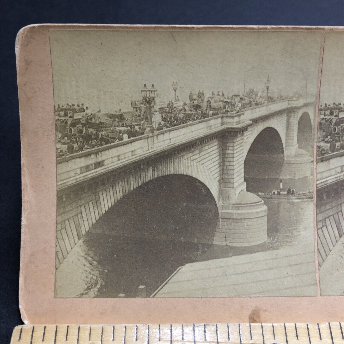 Antique 1891 Traffic Jam On London Bridge England Stereoview Photo Card P1998