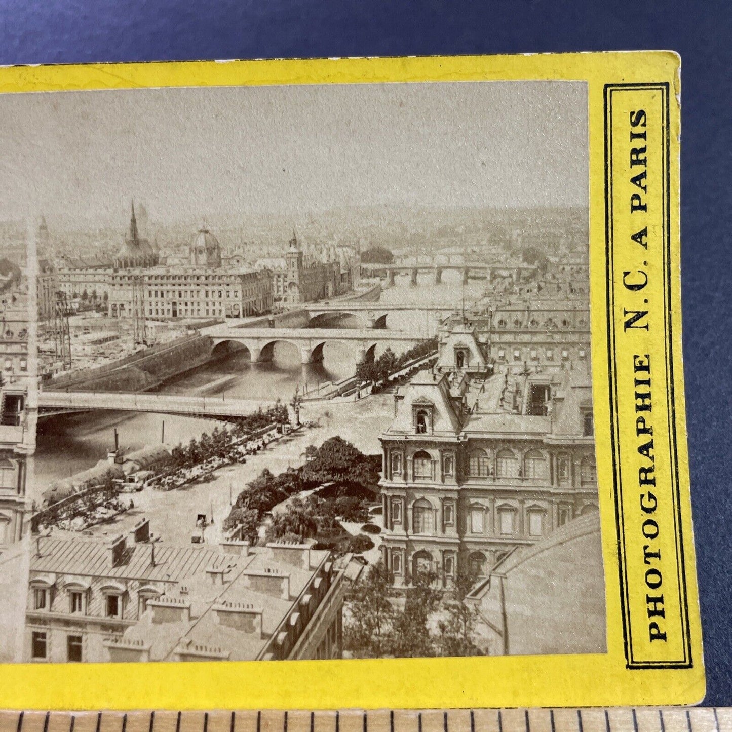 Antique 1870s Streets & Bridges In Paris France Stereoview Photo Card P4038