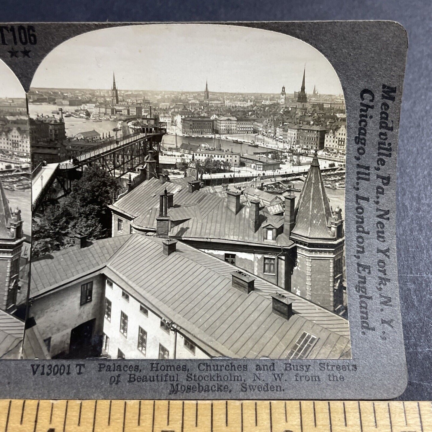 Antique 1910s Stockholm Sweden City View Stereoview Photo Card P5061