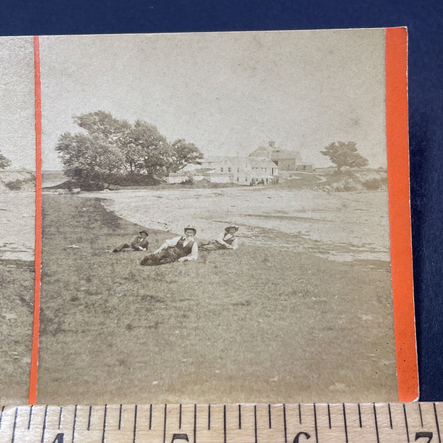 Antique 1860s Ipswich Bluffs Plum Island MA Stereoview Photo Card V2111