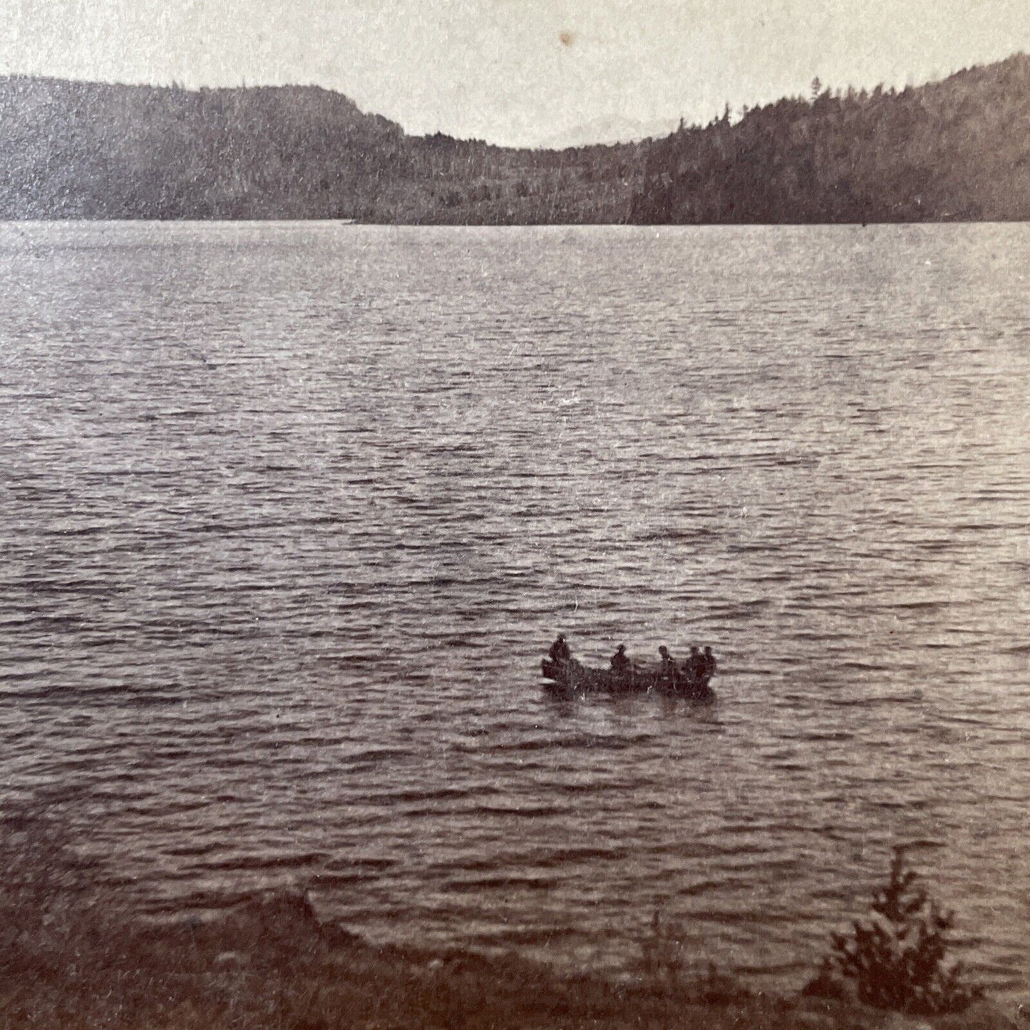 Antique 1860s Lake Morey Boating Fairlee Vermont Stereoview Photo Card V2135