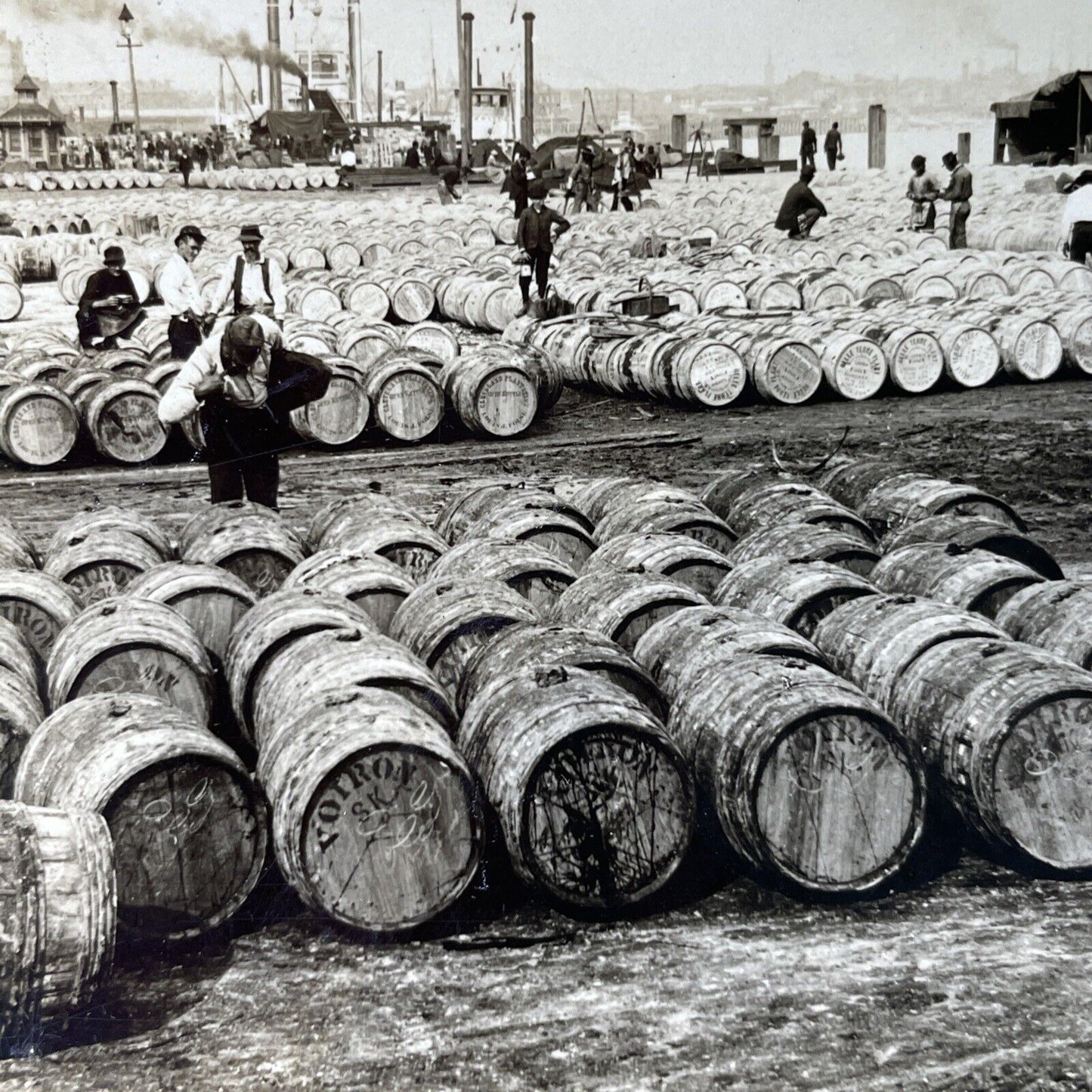 Antique 1910s Sugar And Rum Barrels New Orleans LA Stereoview Photo Card P3218