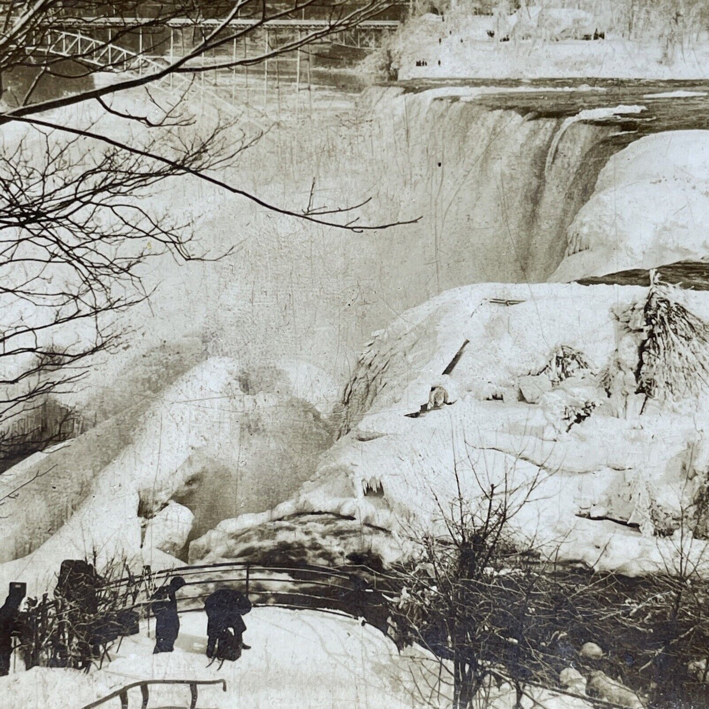 Antique 1901 Great Winter Of 1901 Niagara Falls NY Stereoview Photo Card P2051