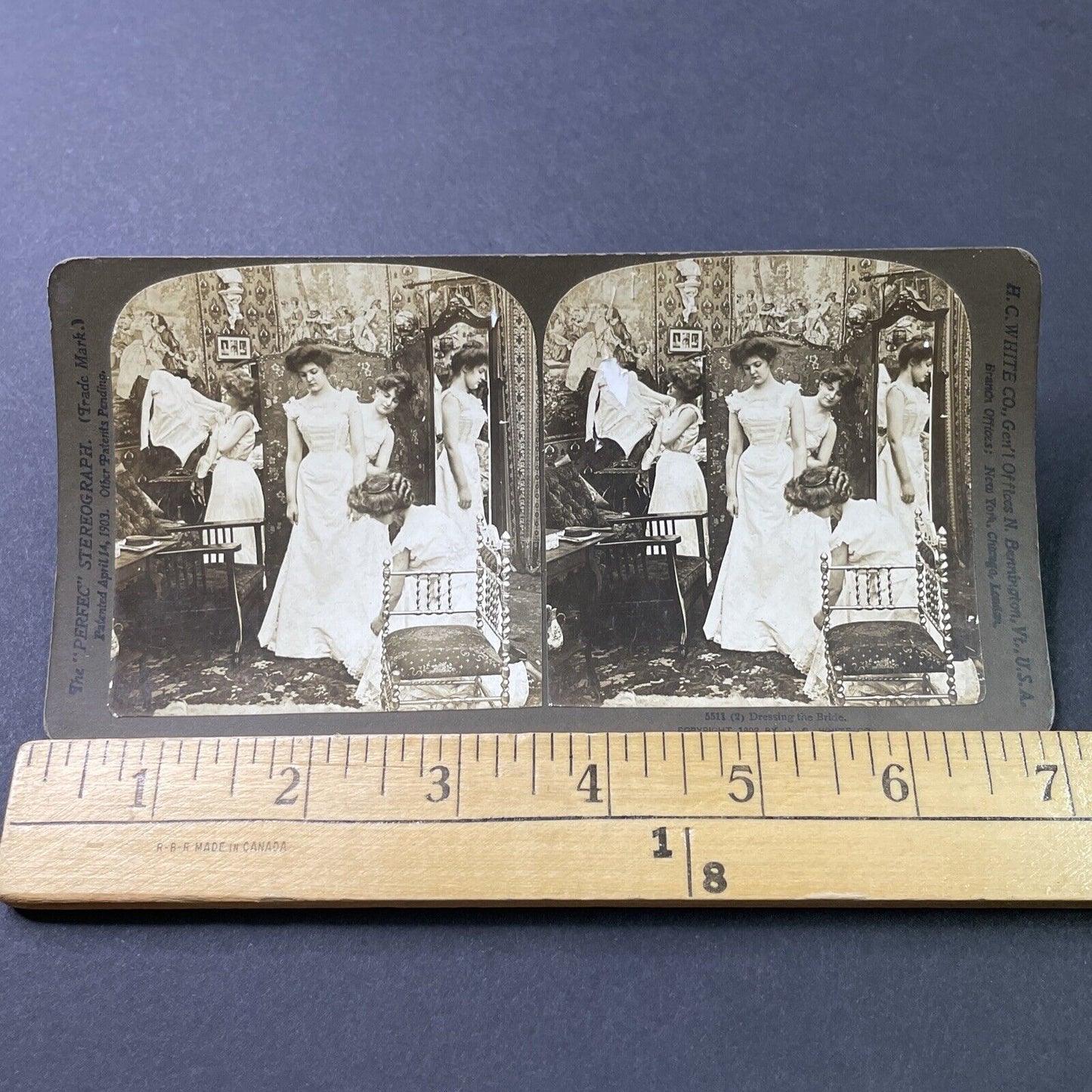 Antique 1902 Maid Servants Dress Bride Stereoview Photo Card P2887