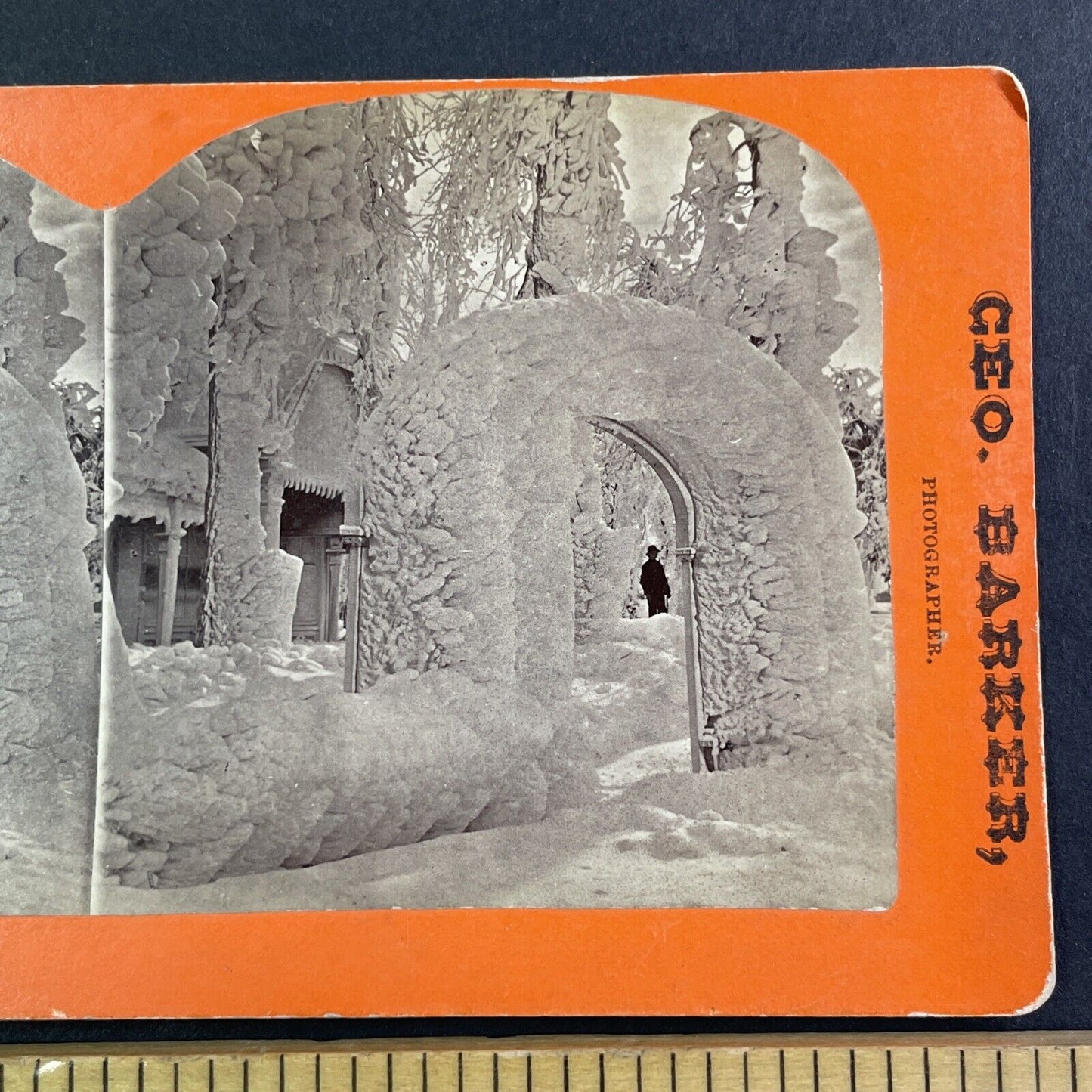 Ice Arch Niagara Falls New York Stereoview George Barker Antique c1875 Y1734