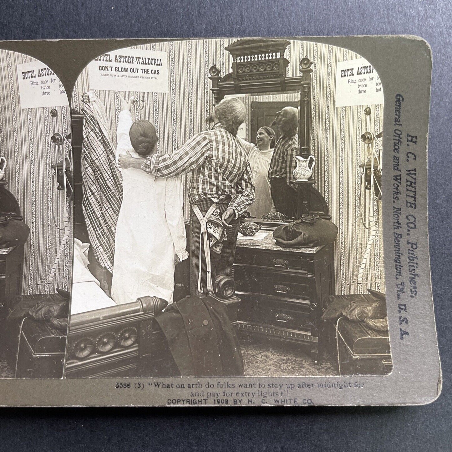 Antique 1903 Waldorf-Astoria Parody Comedy Skit Stereoview Photo Card P1611