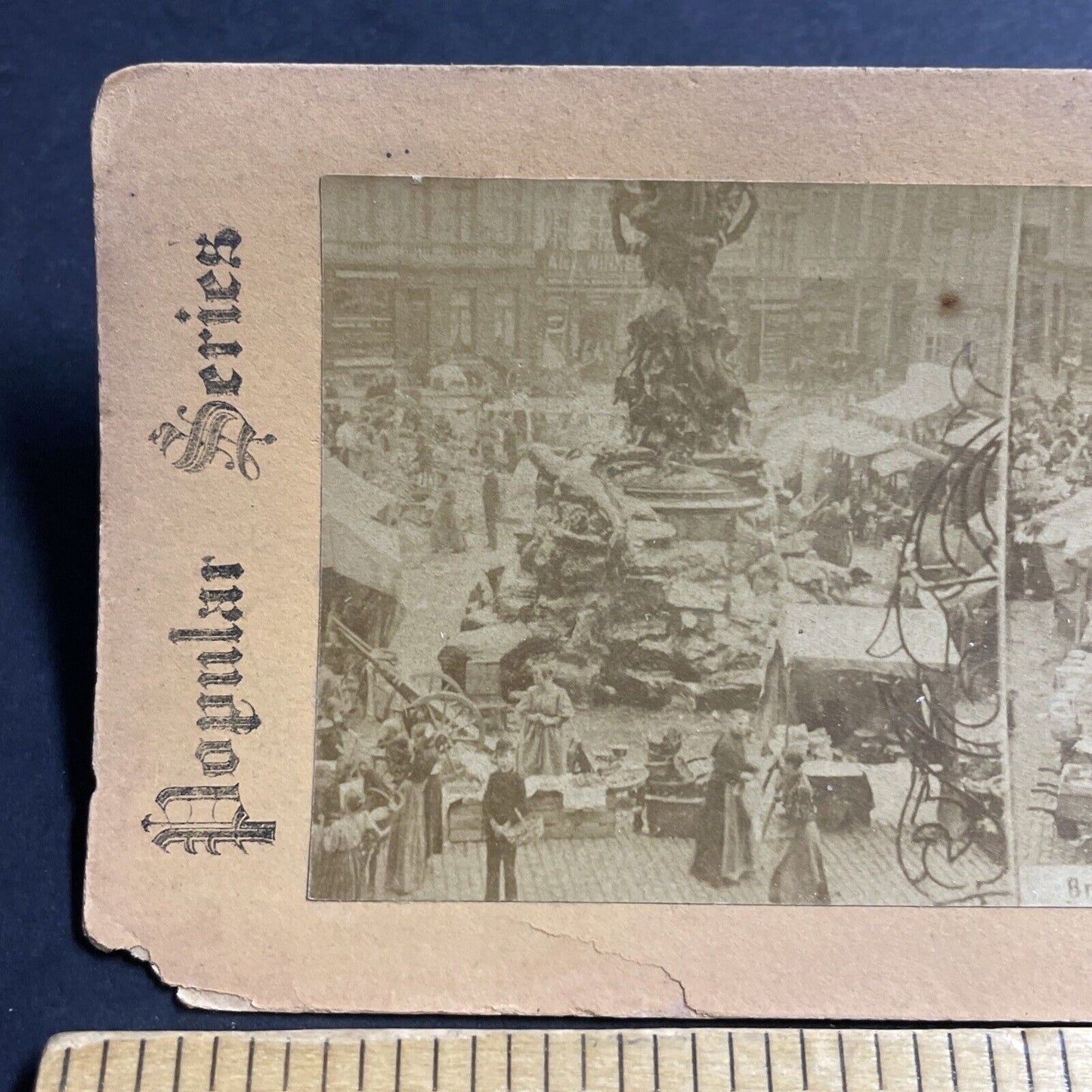 Antique 1870s City Center Antwerp Antwerpen Belgium Stereoview Photo Card P5195