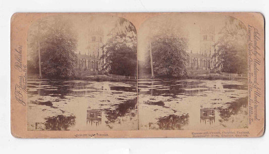 Antique 1894 Gawsworth Church Cheshire England Underwood Stereo Card P264