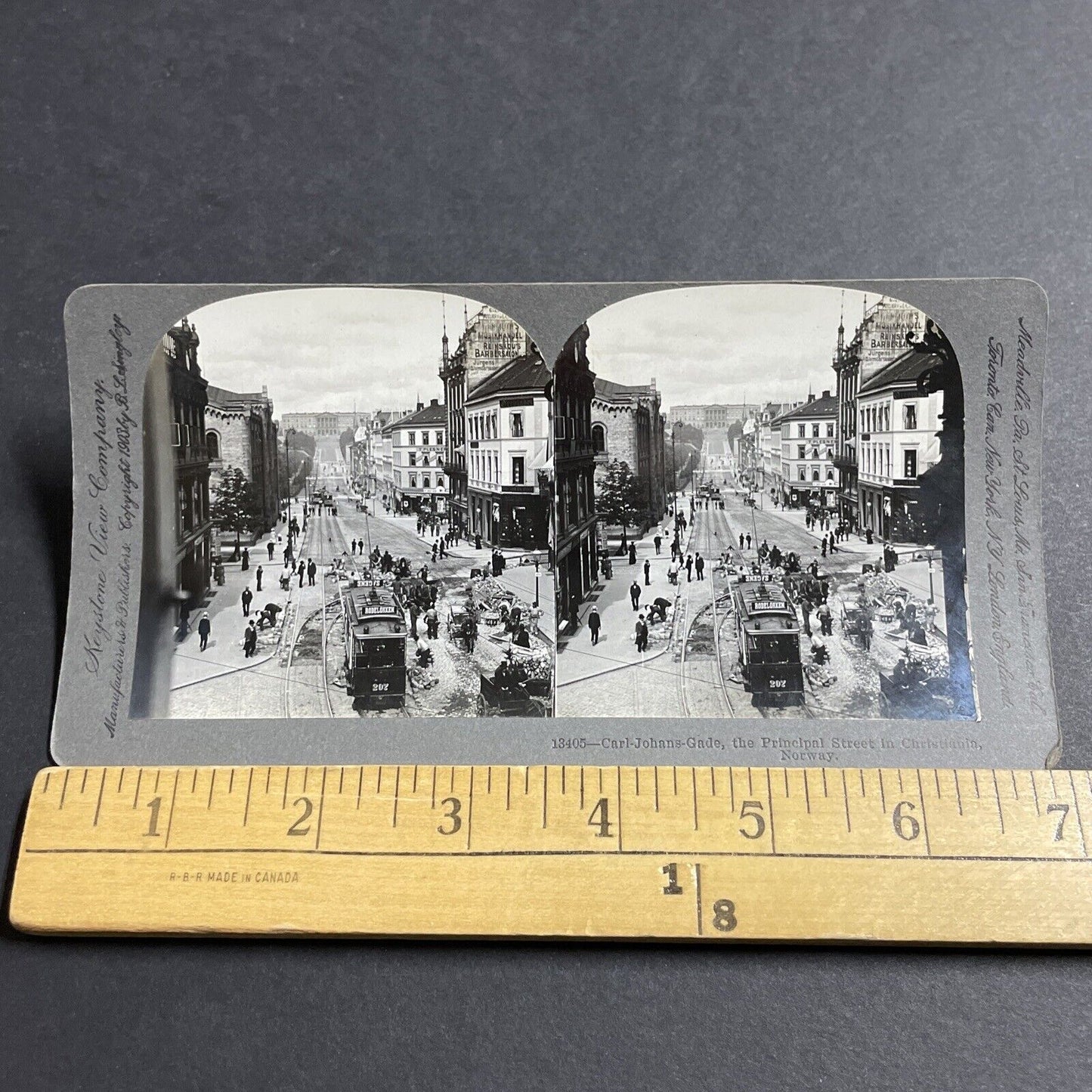 Antique 1903 The Main Street In Oslo Norway Stereoview Photo Card P5101