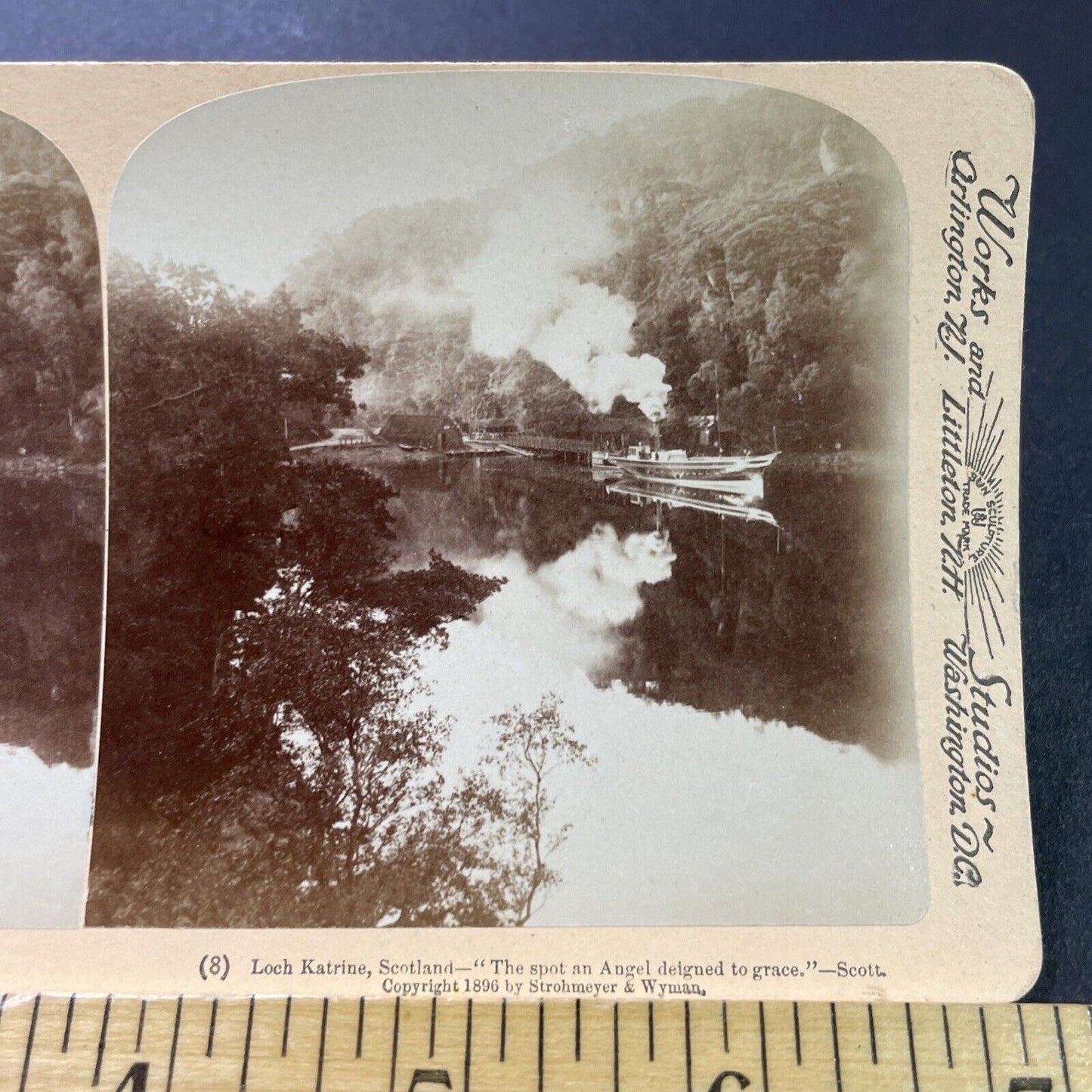 Antique 1896 Rob Roy Steamboat Loch Katrine Scotland Stereoview Photo Card P3924