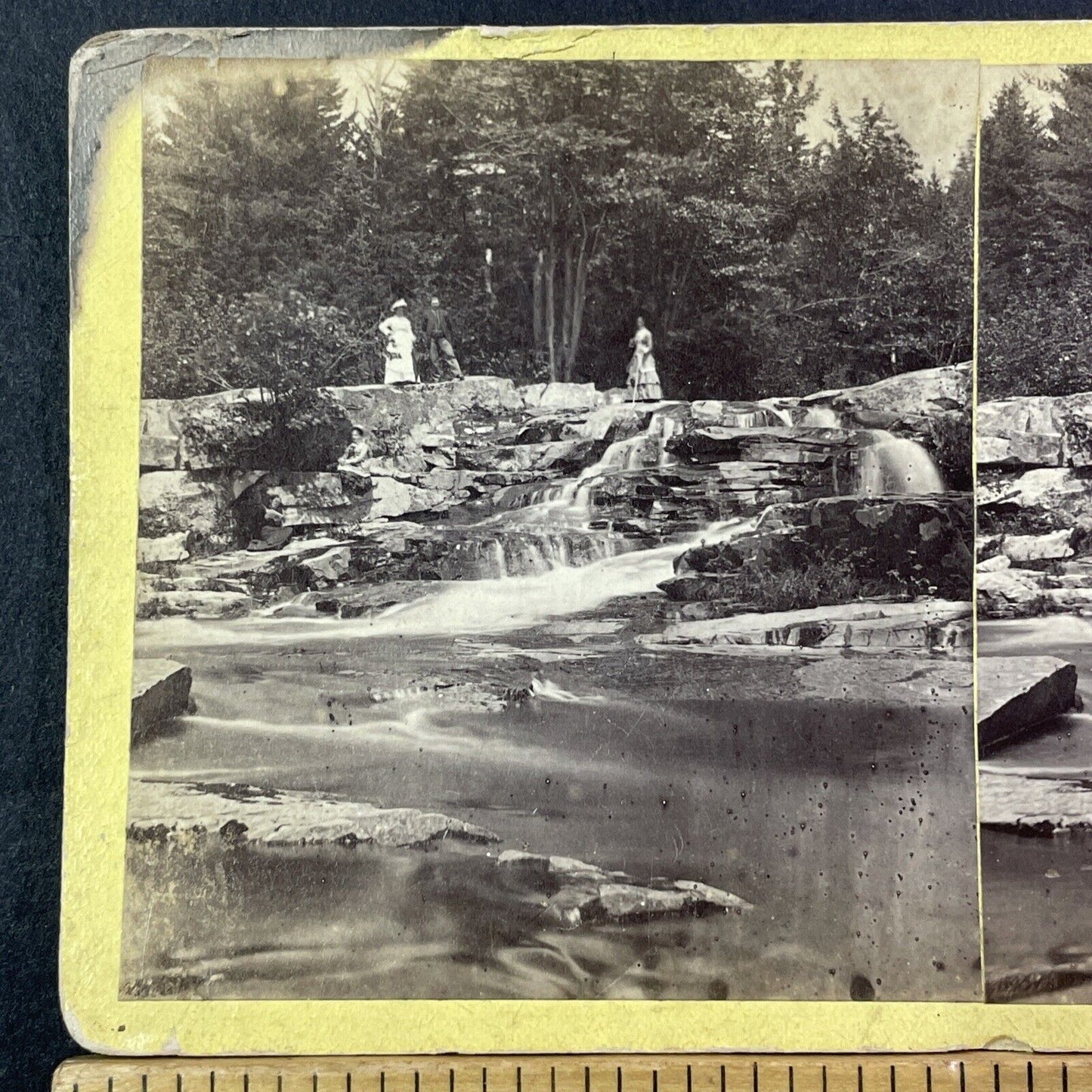 ET Brigham Self Portrait Stereoview Photo Jackson Falls NH Antique c1869 X862