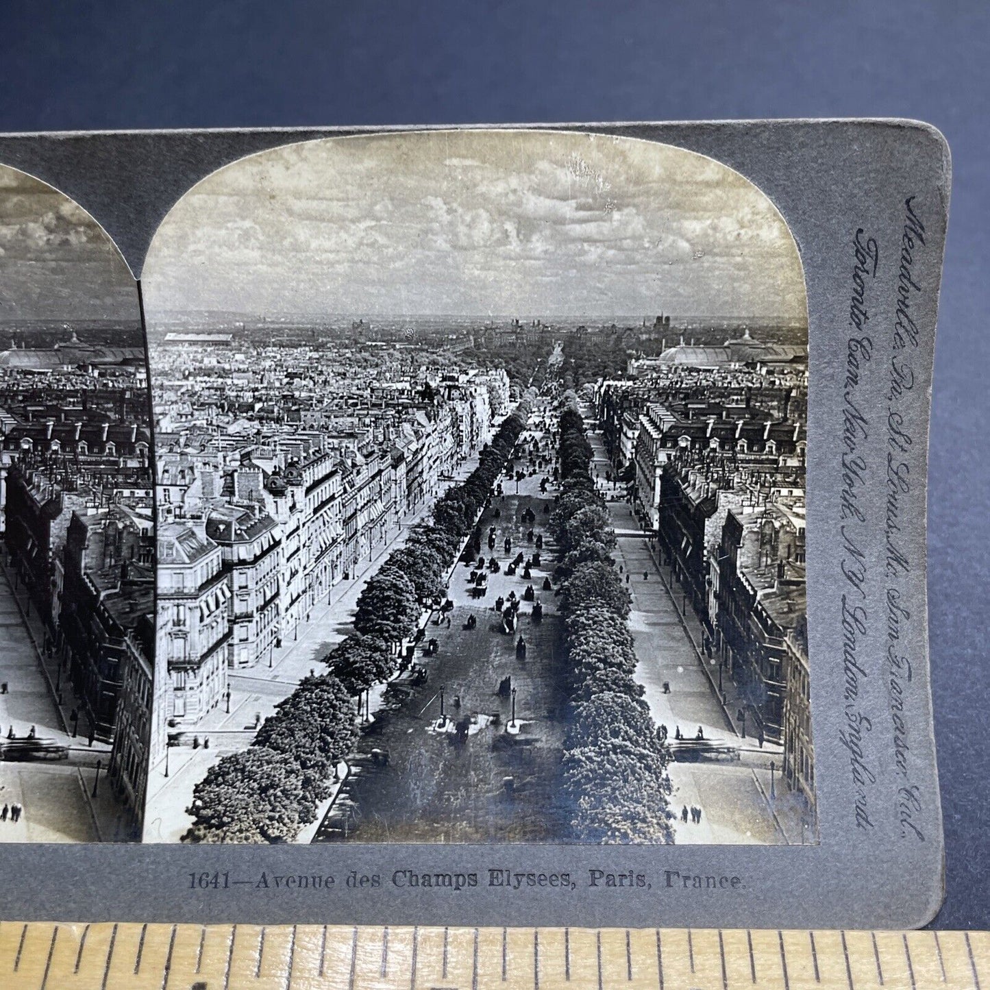 Antique 1900 Avenue Champs Elysees Paris France Stereoview Photo Card P1976