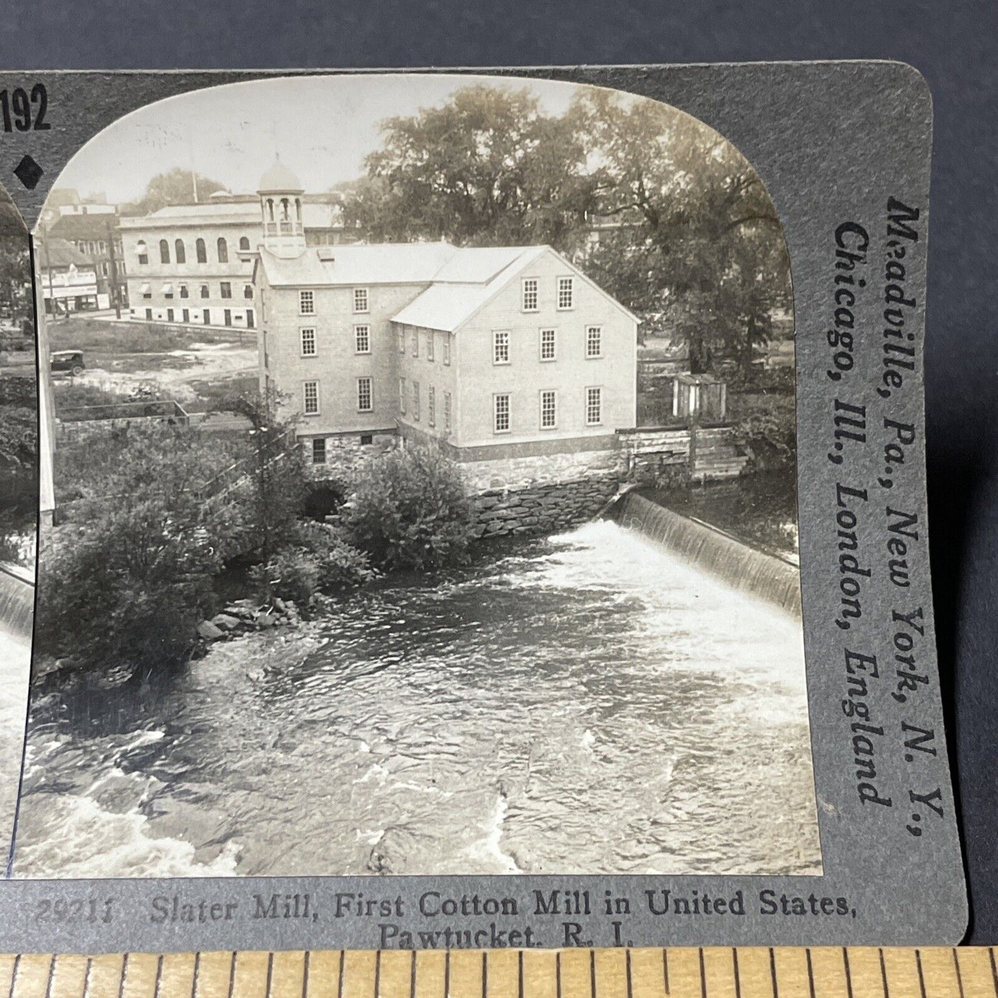 Antique 1910s Cotton Mill Pawtucket Rhode Island Stereoview Photo Card V2638