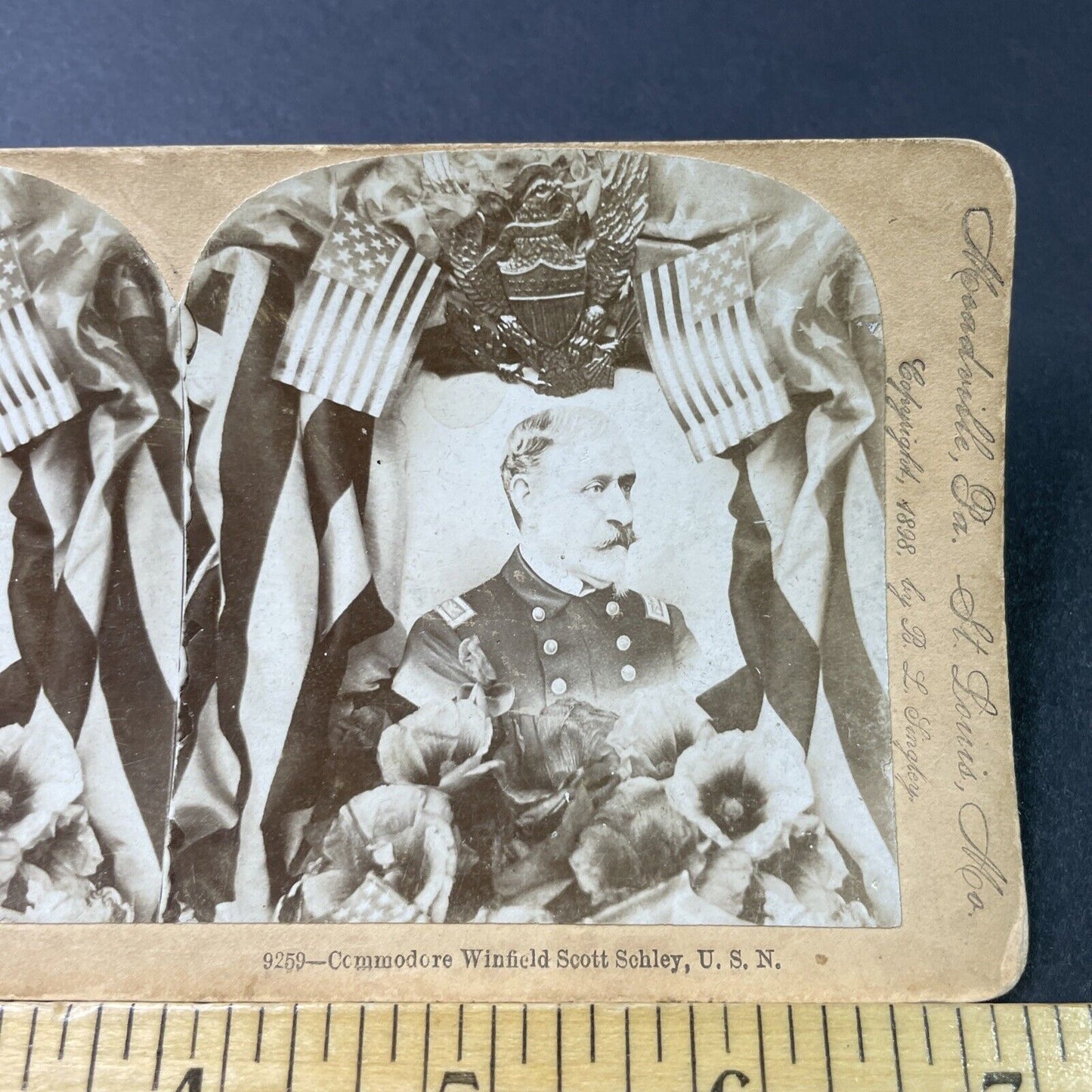 Antique 1898 US Navy Admiral Winfield Scott Schley Stereoview Photo Card P2860