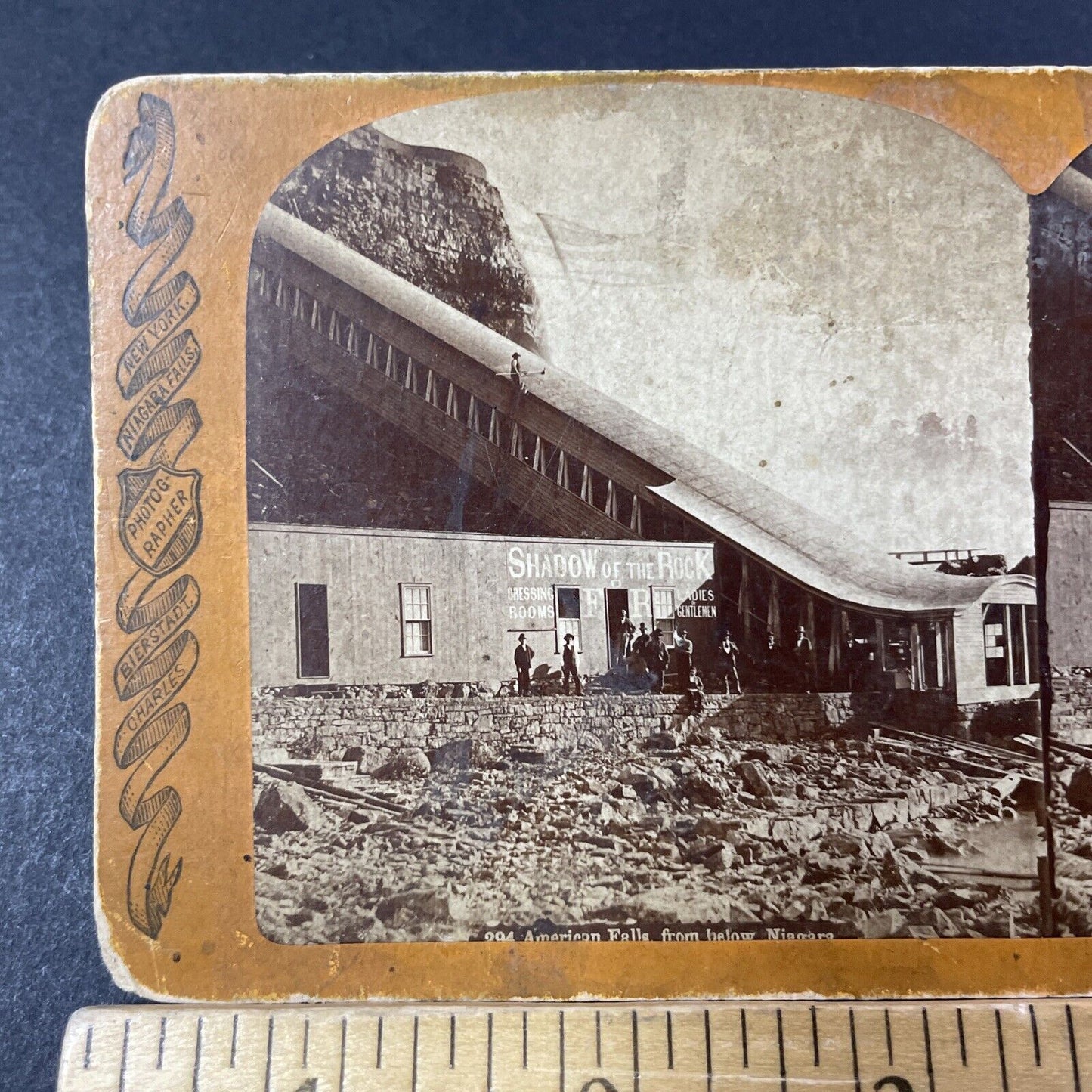 Antique 1870s Niagara Falls Pedestrian Stairway NY Stereoview Photo Card P381-01