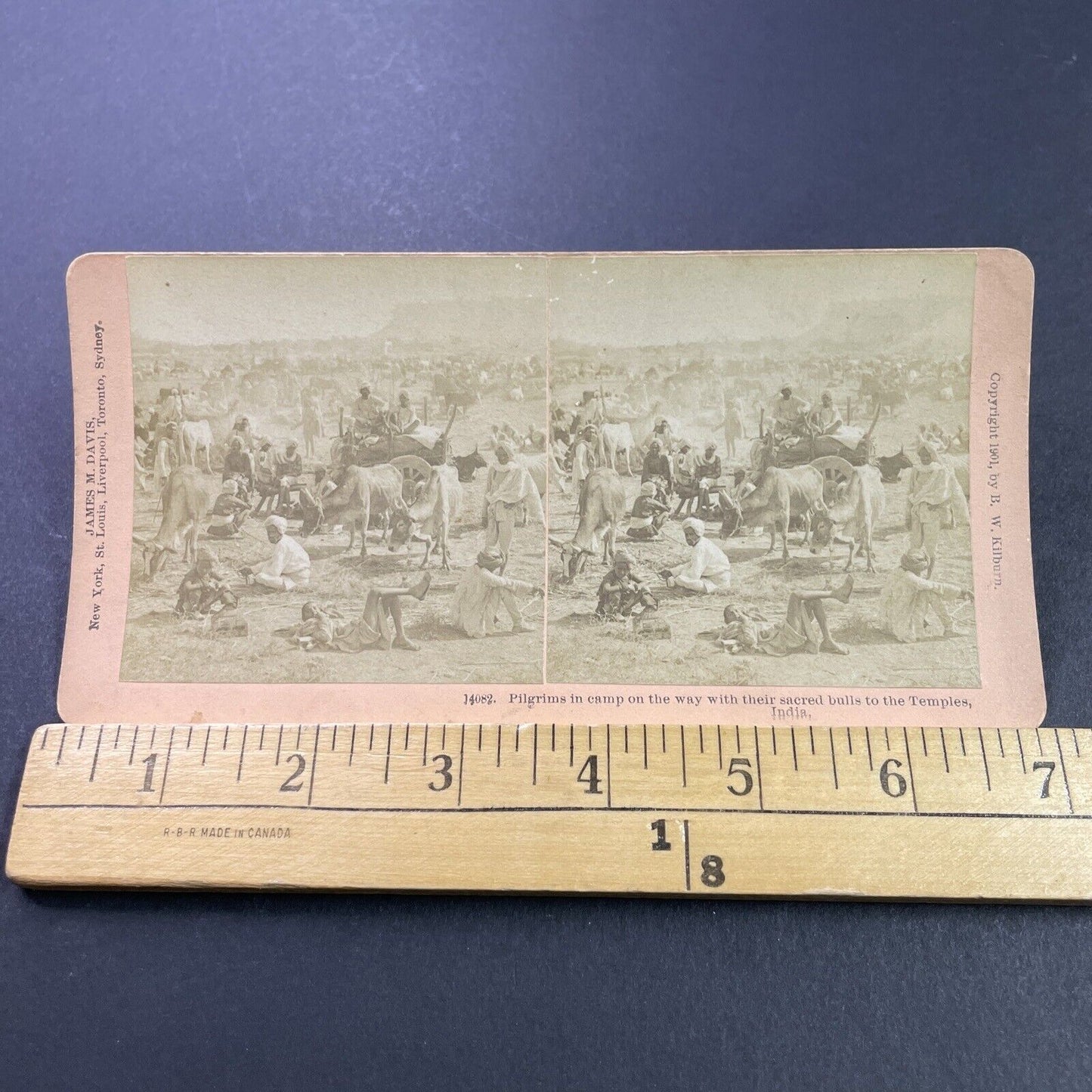 Antique 1901 Poor Peasants & Pilgrims In India Stereoview Photo Card P3943