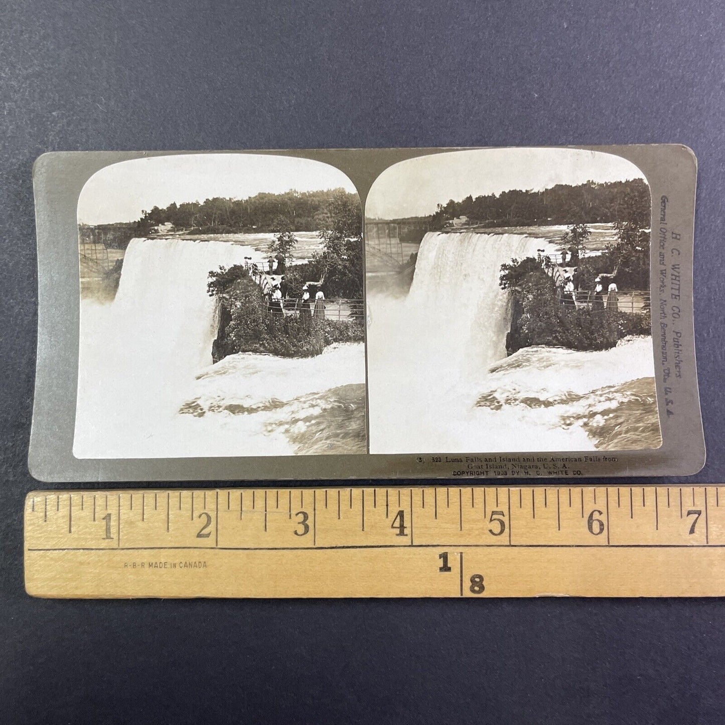 Luna Island Walkway Niagara Falls Stereoview H.C. White Antique c1903 Y2149