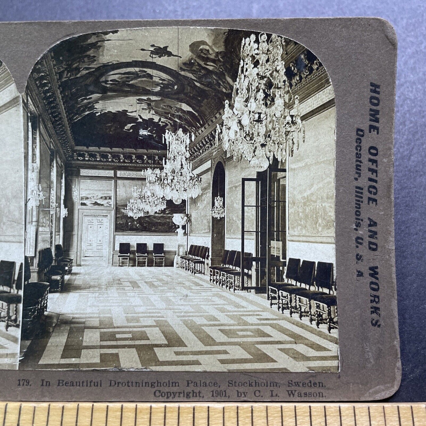 Antique 1901 Stockholm Sweden Royal Palace Stereoview Photo Card V3416