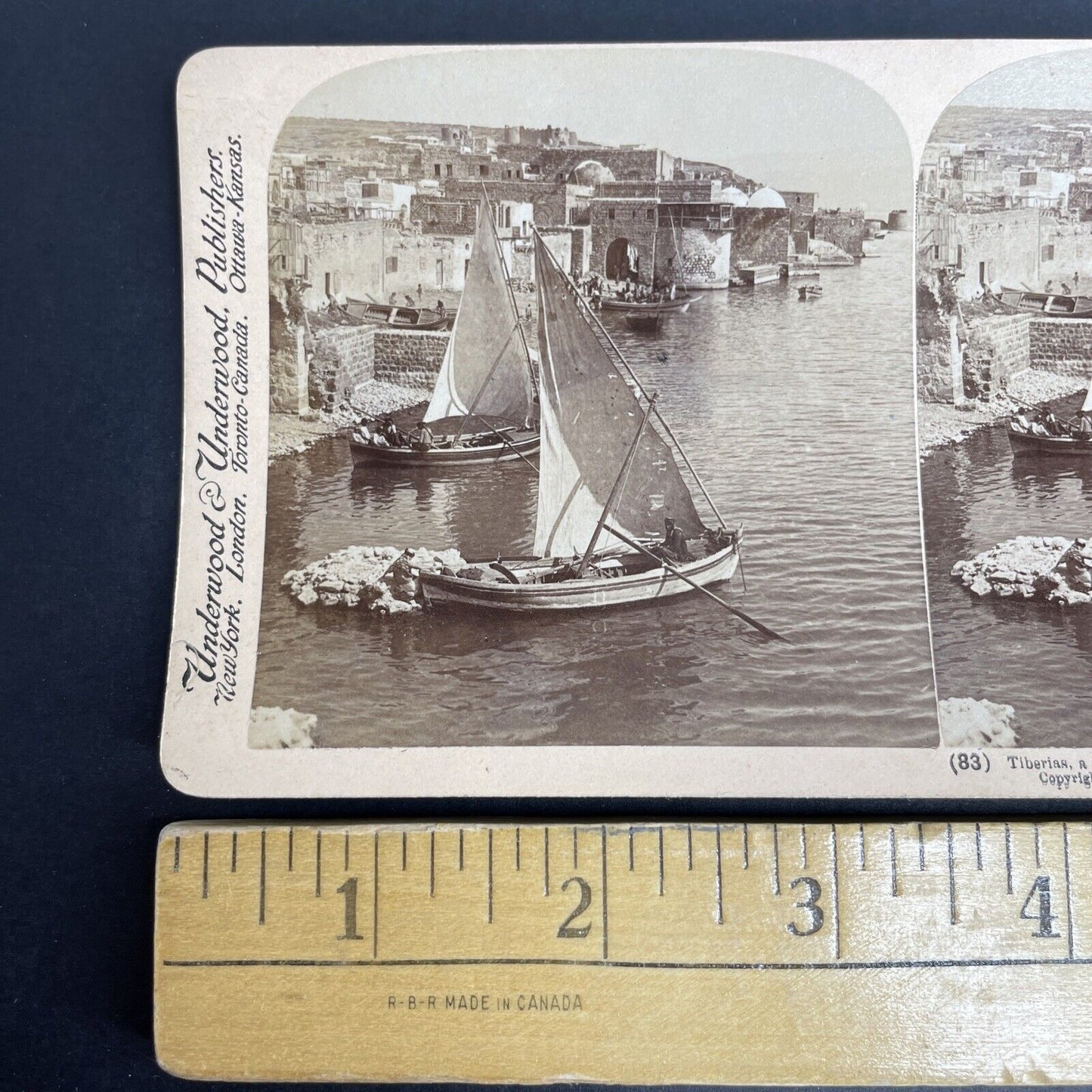 Antique 1900 Jewish Fisherman Tiberias Israel Stereoview Photo Card P924