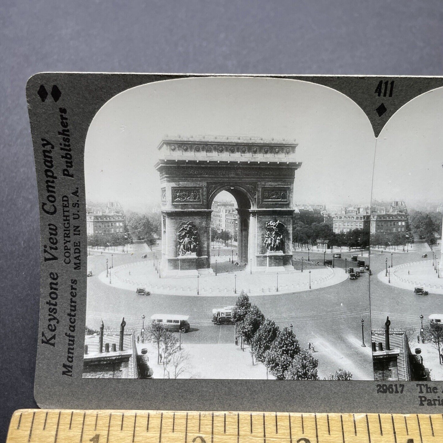 Antique 1920s Arc De Triomphe Paris France Stereoview Photo Card P2461