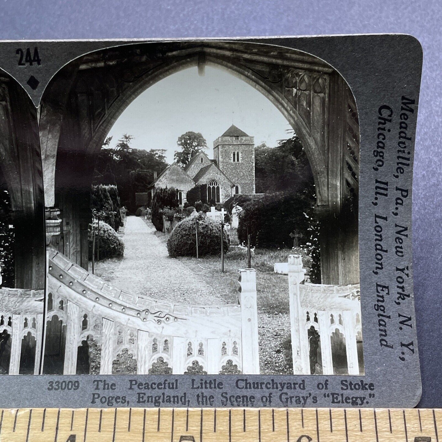 Antique 1920s Stoke Poges Buckinghamshire England Stereoview Photo Card V2965