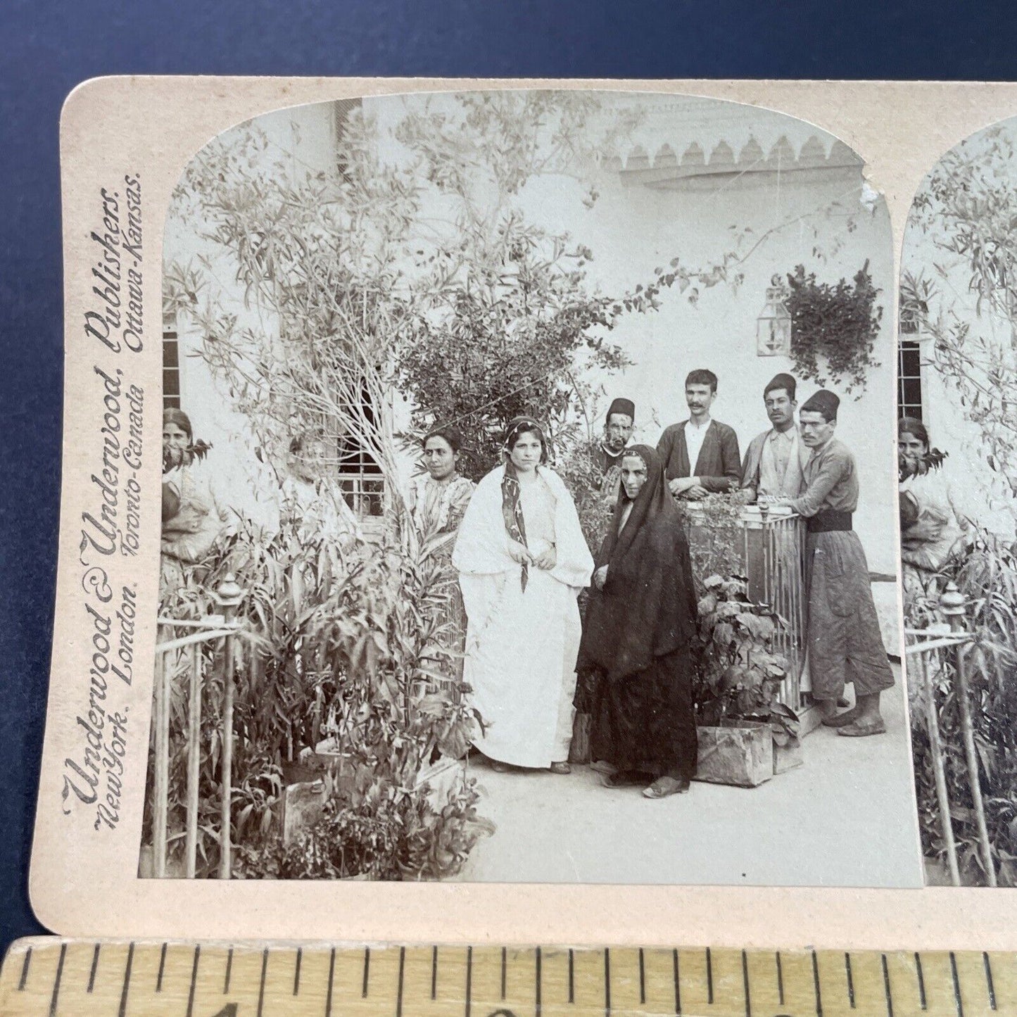 Antique 1890s Kurdish Family Northern Iraq Stereoview Photo Card P3873