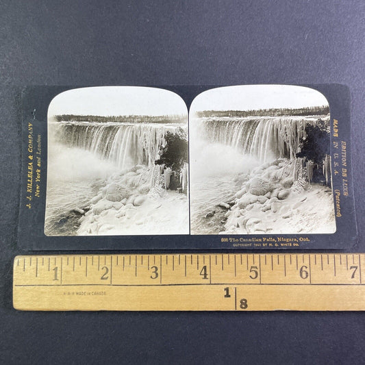 Niagara Falls in Winter Freeze Stereoview H.C. White Antique c1901 Y2574