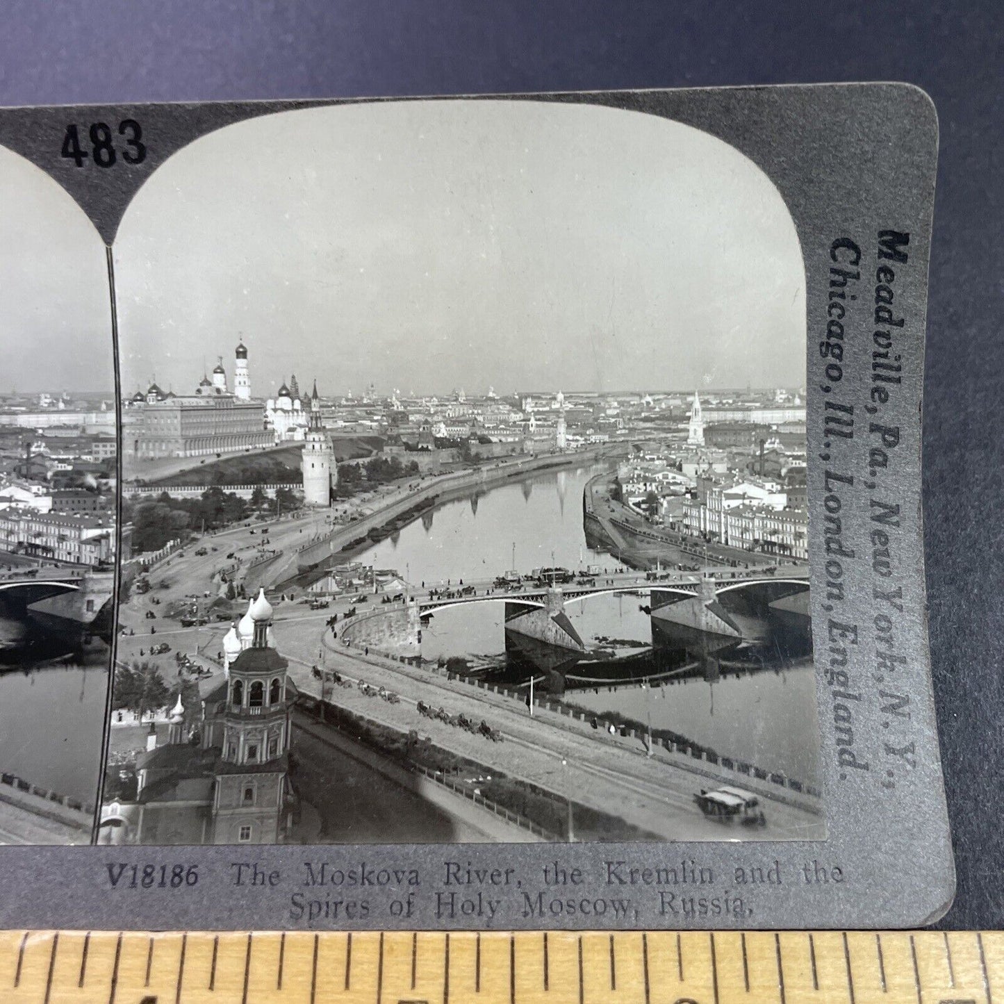 Antique 1910s The Kremlin Moscow Russia City View Stereoview Photo Card P3745